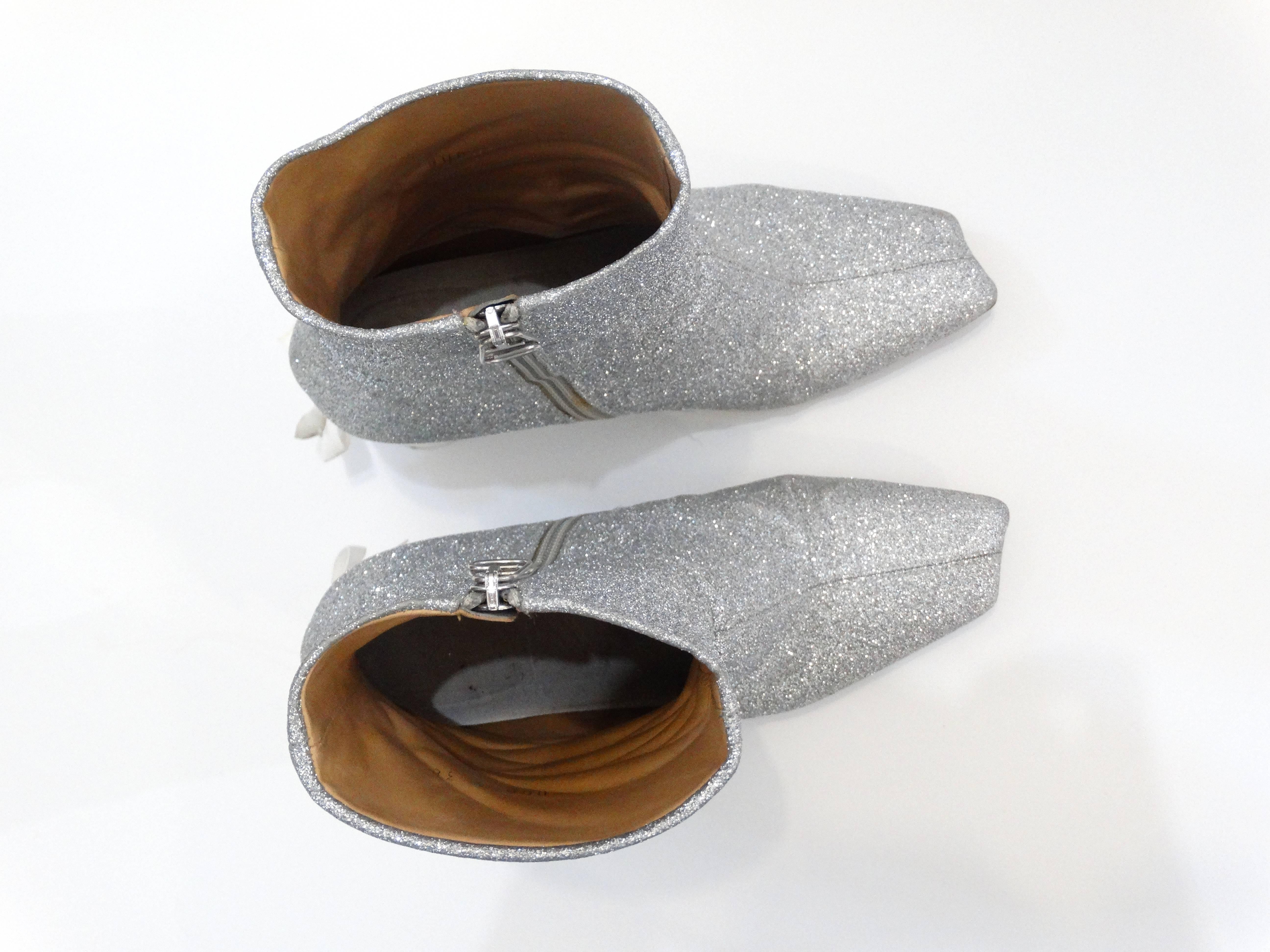 Women's Coveted Maison Martin Margiela Silver Glitter Heeled Boots