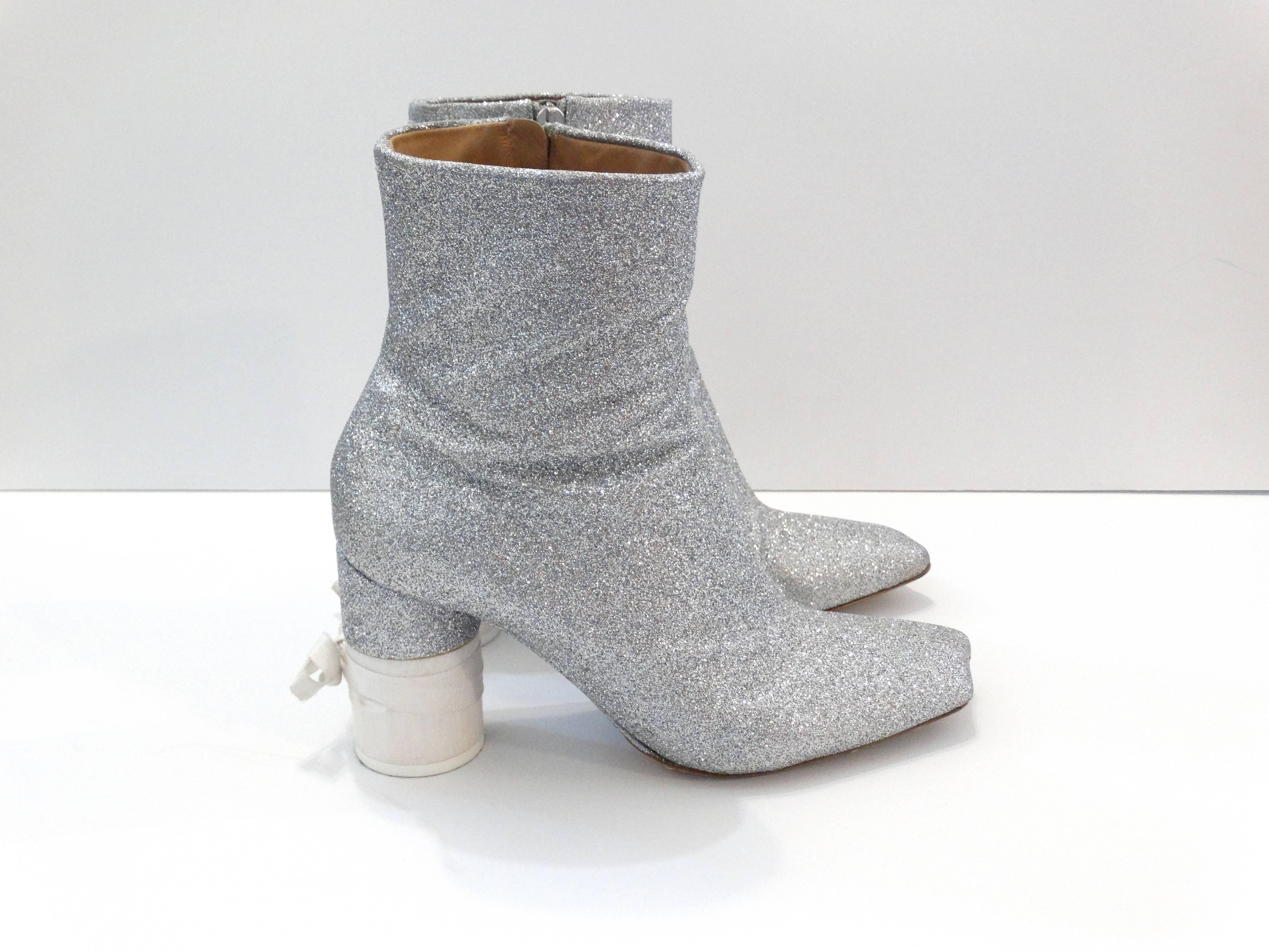 Coveted Maison Martin Margiela Silver Glitter Heeled Boots 1