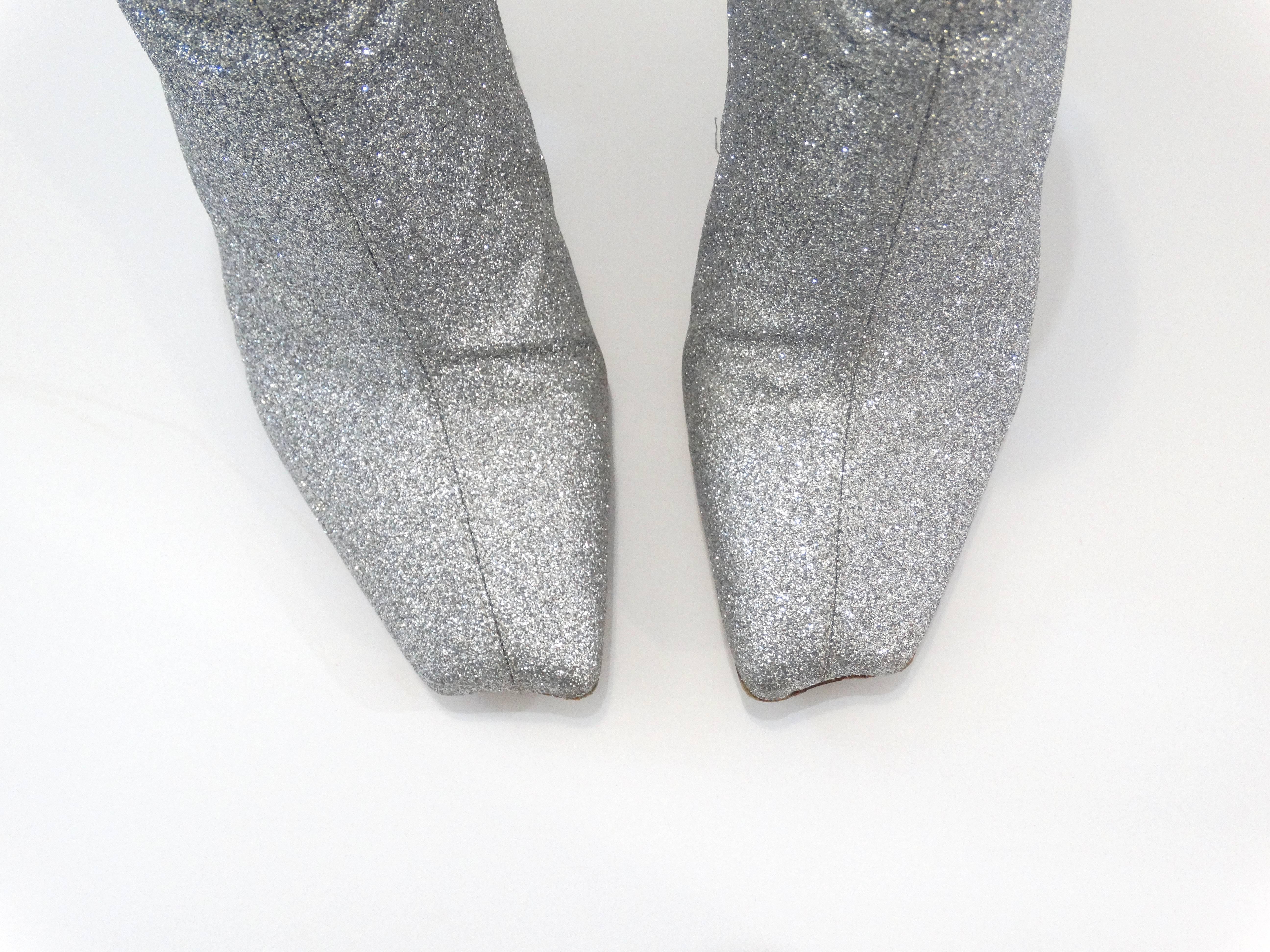Coveted Maison Martin Margiela Silver Glitter Heeled Boots 2