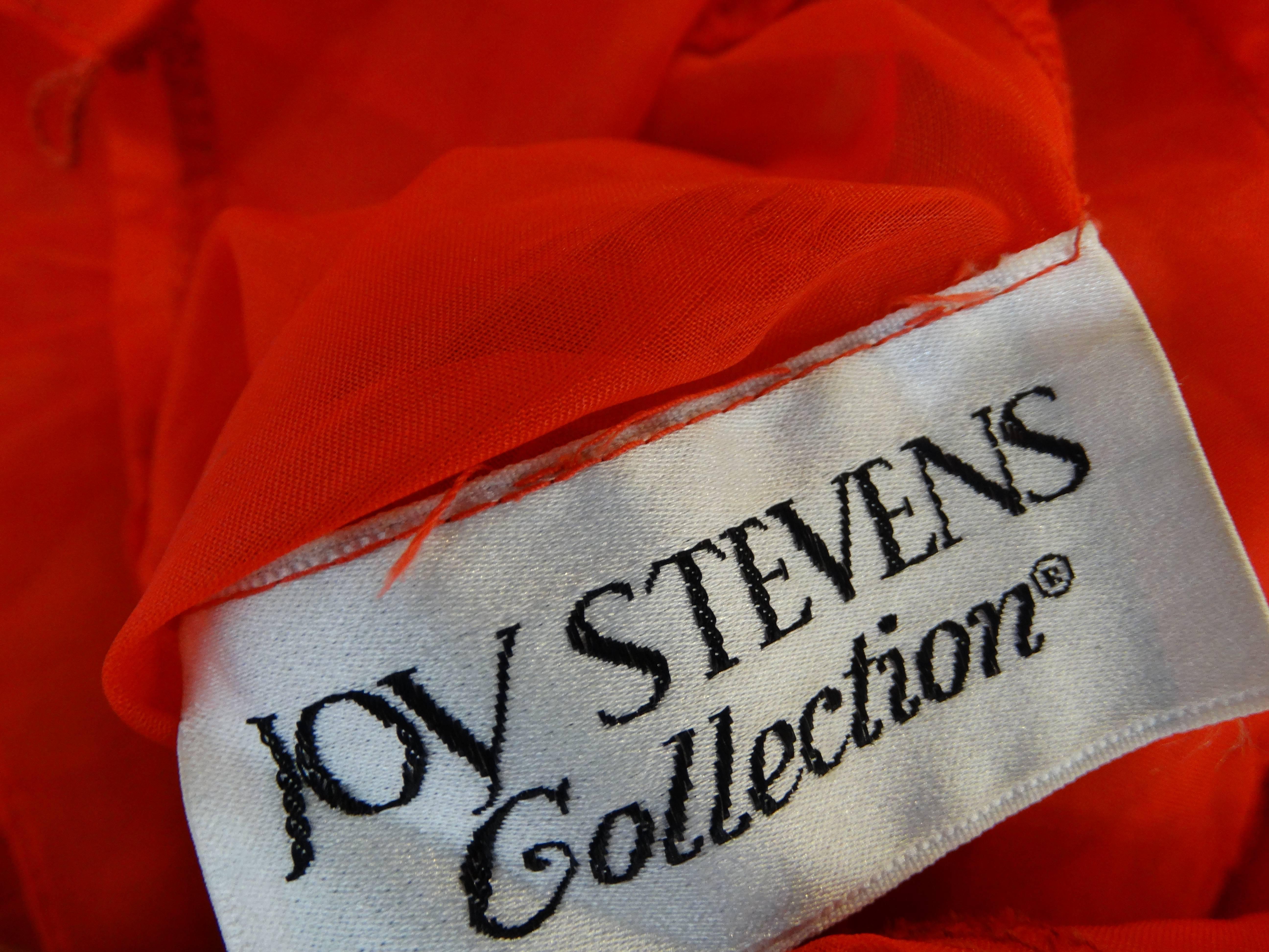 1980s Joy Stevens Sheer Ruffled Blouse in Lipstick Red 3