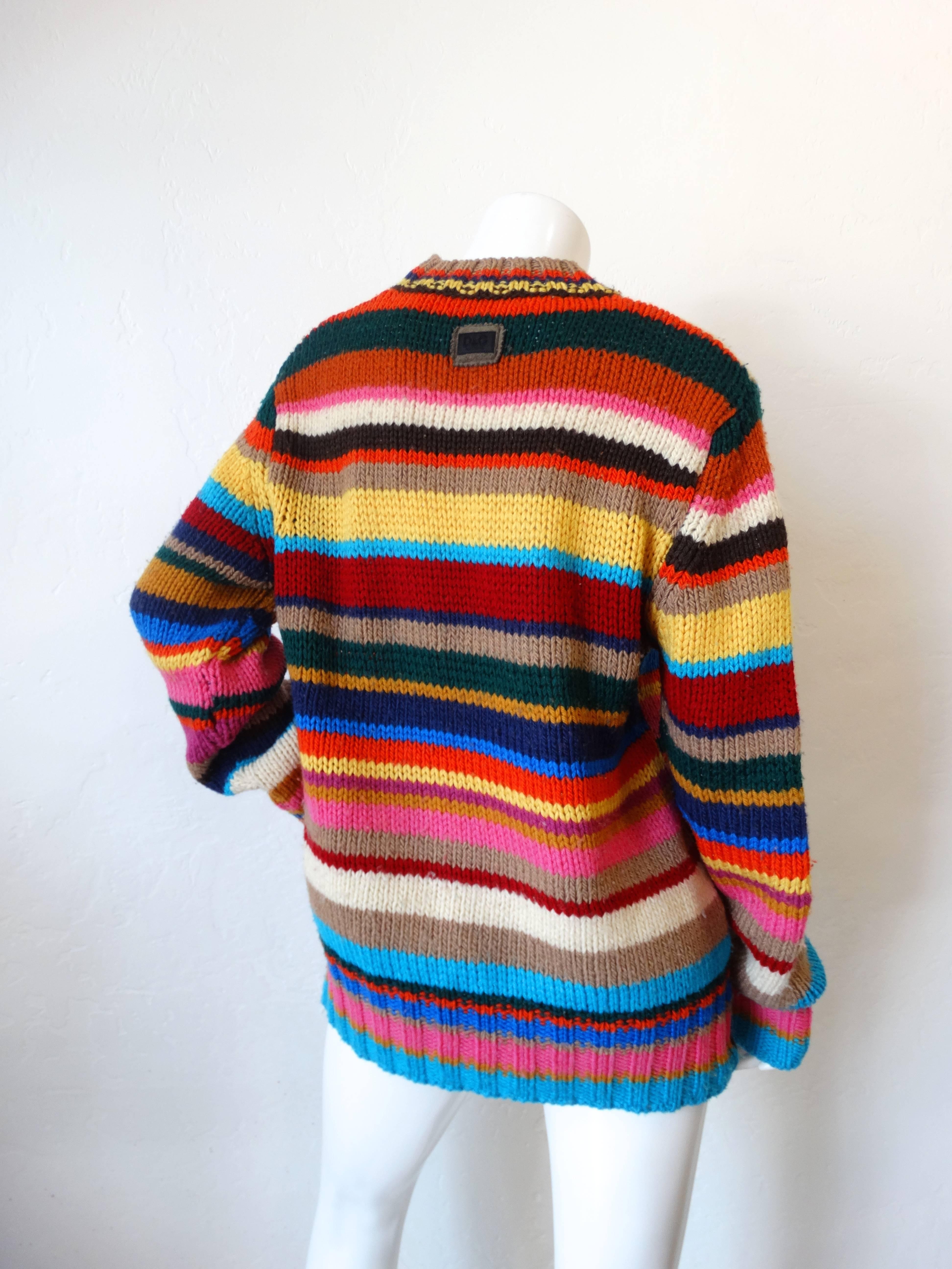 Brown 1990s Dolce & Gabbana Knitted Striped Sweater
