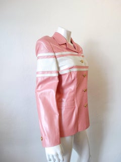 1980s Escada Racing Stripe Leather Jacket