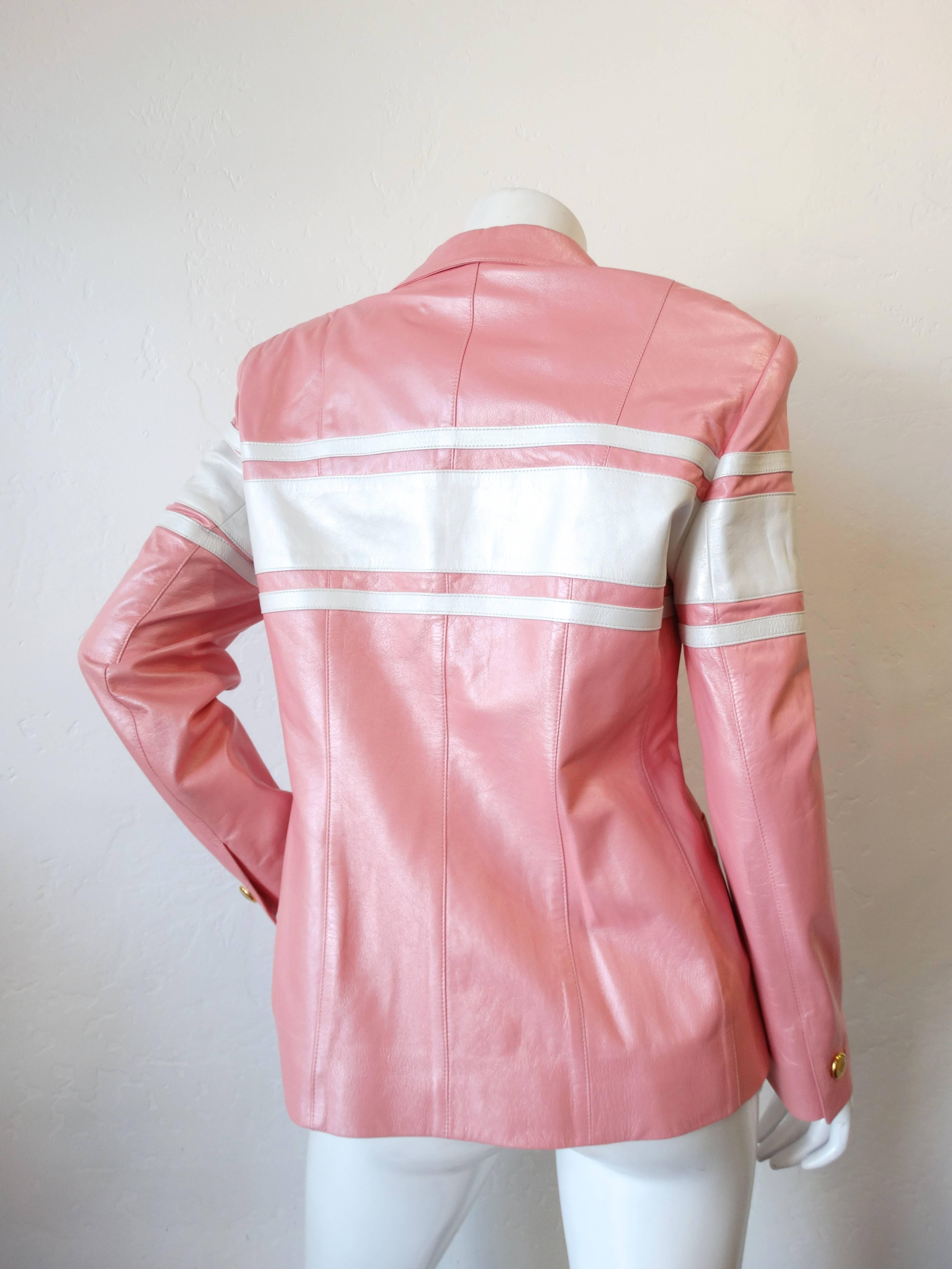 Women's 1980s Escada Racing Stripe Leather Jacket