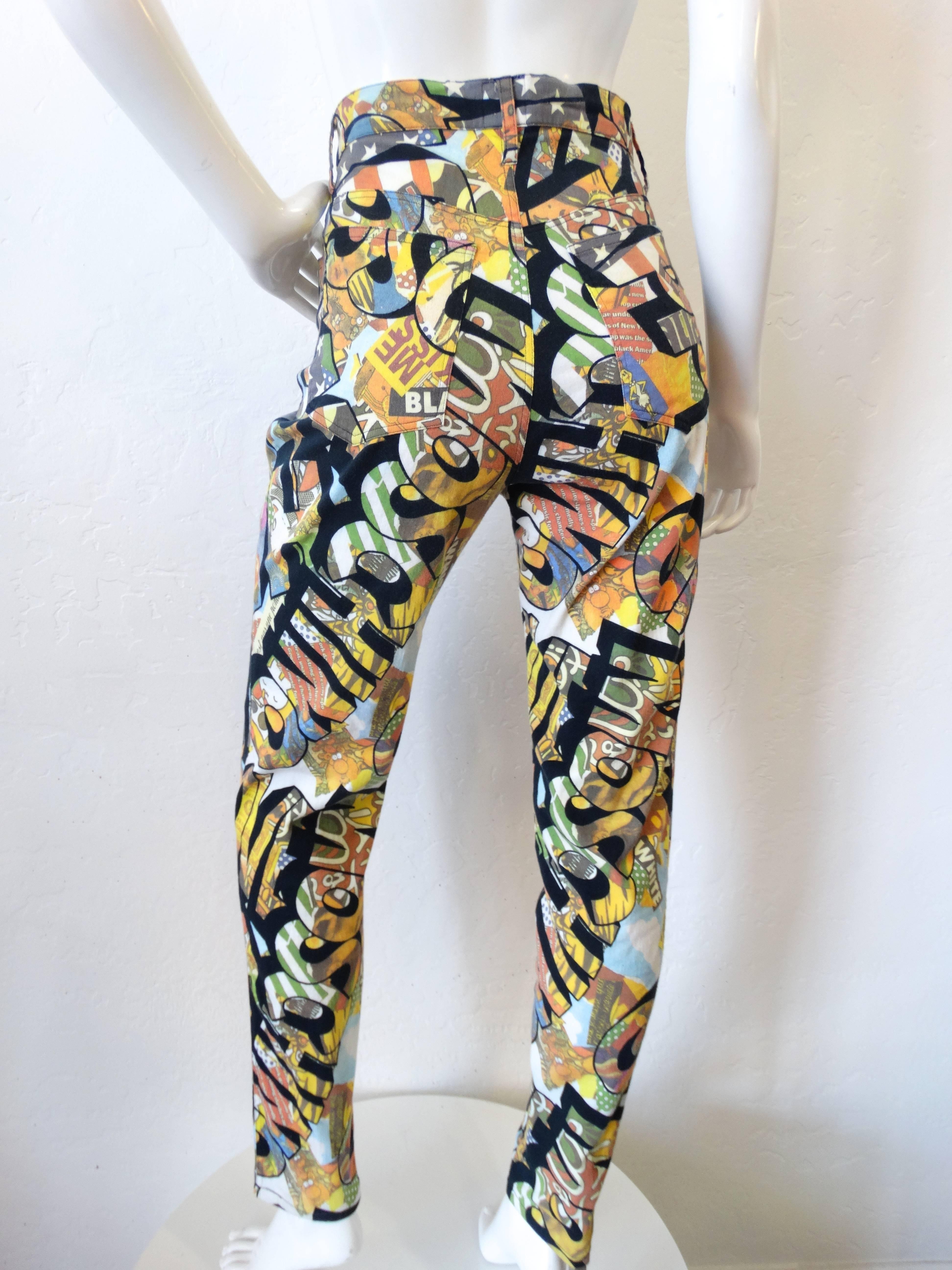 1990s Moschino Graffiti Pop Art Jeans In Excellent Condition In Scottsdale, AZ