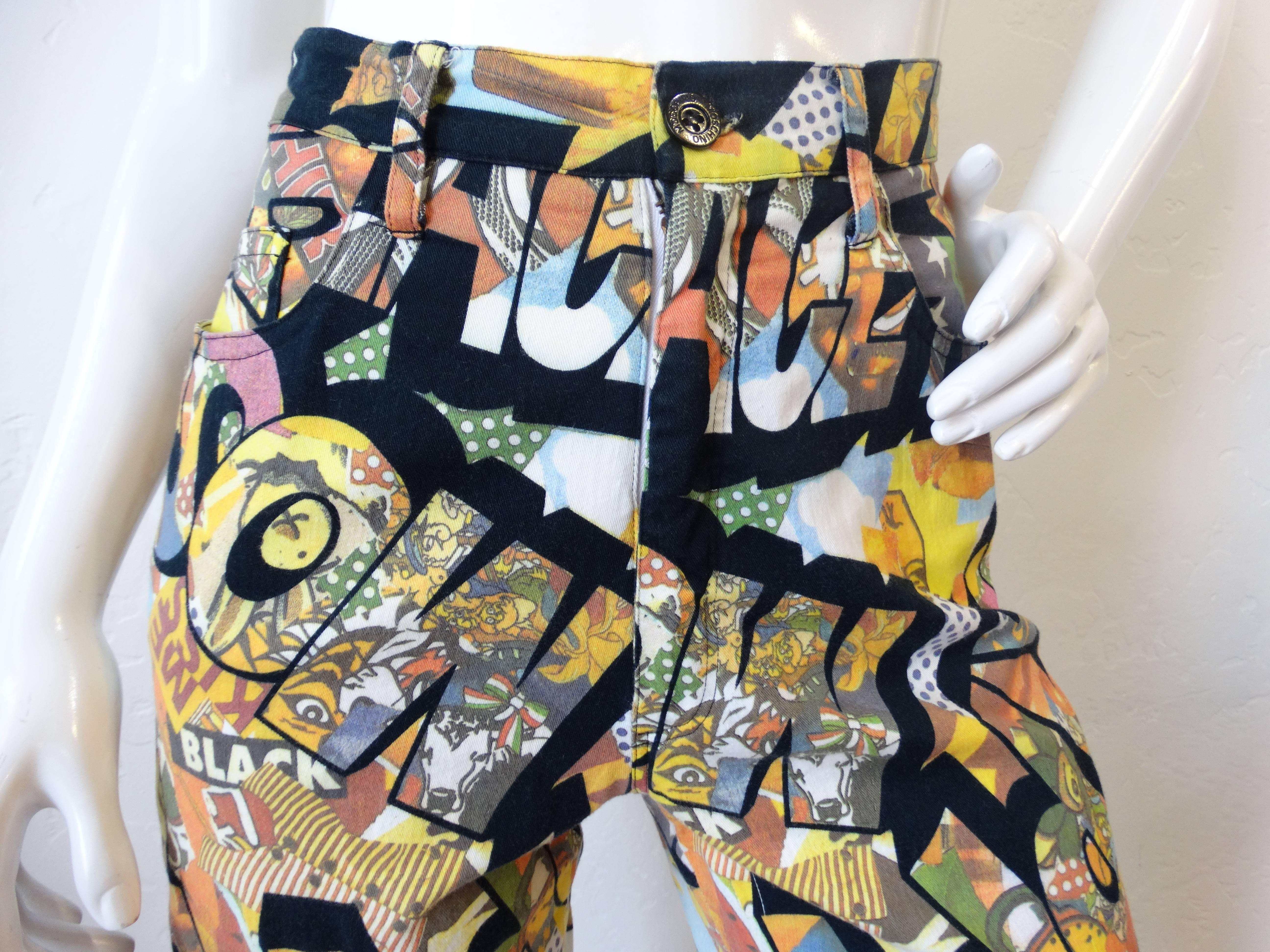 Women's 1990s Moschino Graffiti Pop Art Jeans