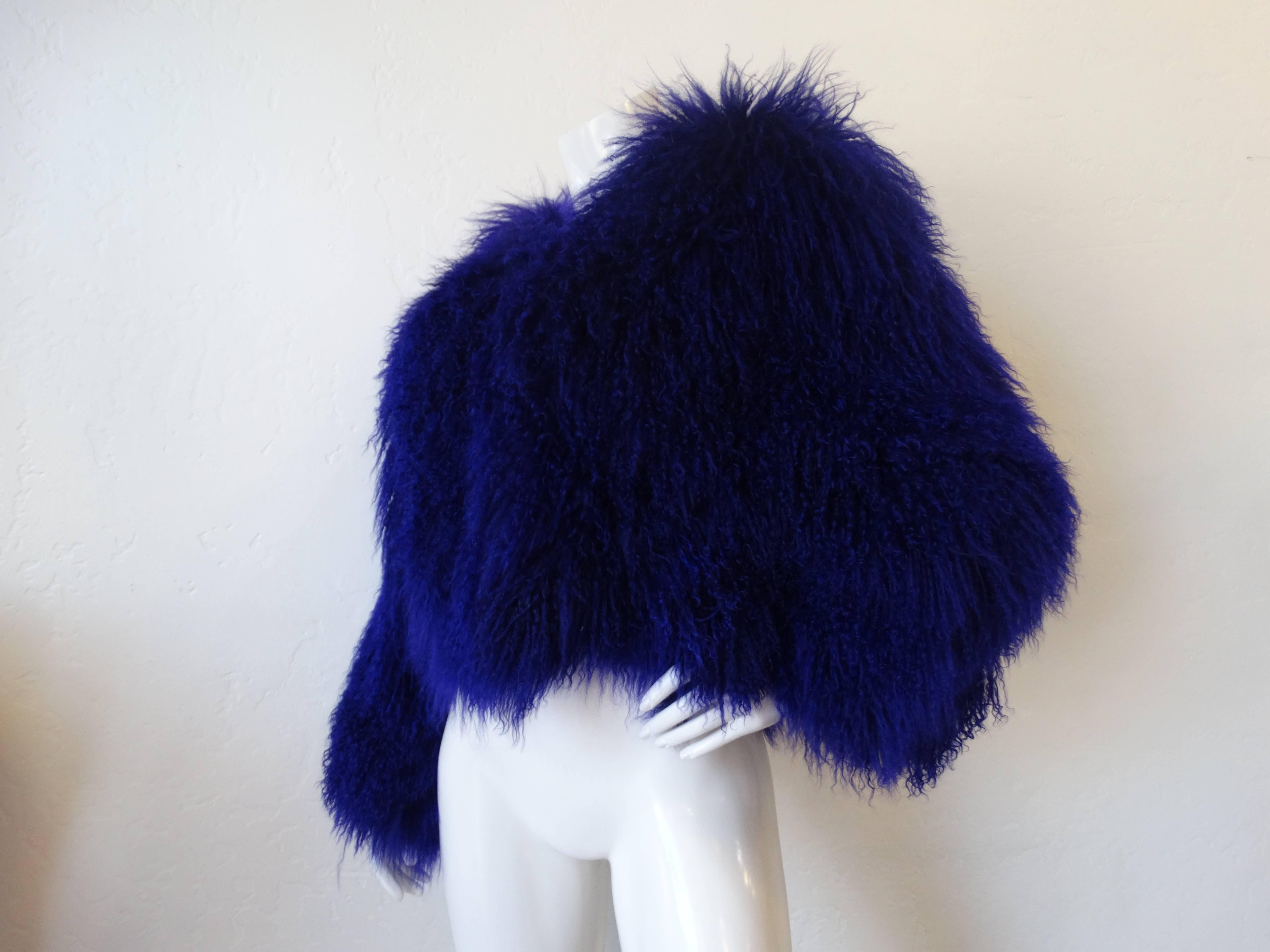 blue mongolian fur coat