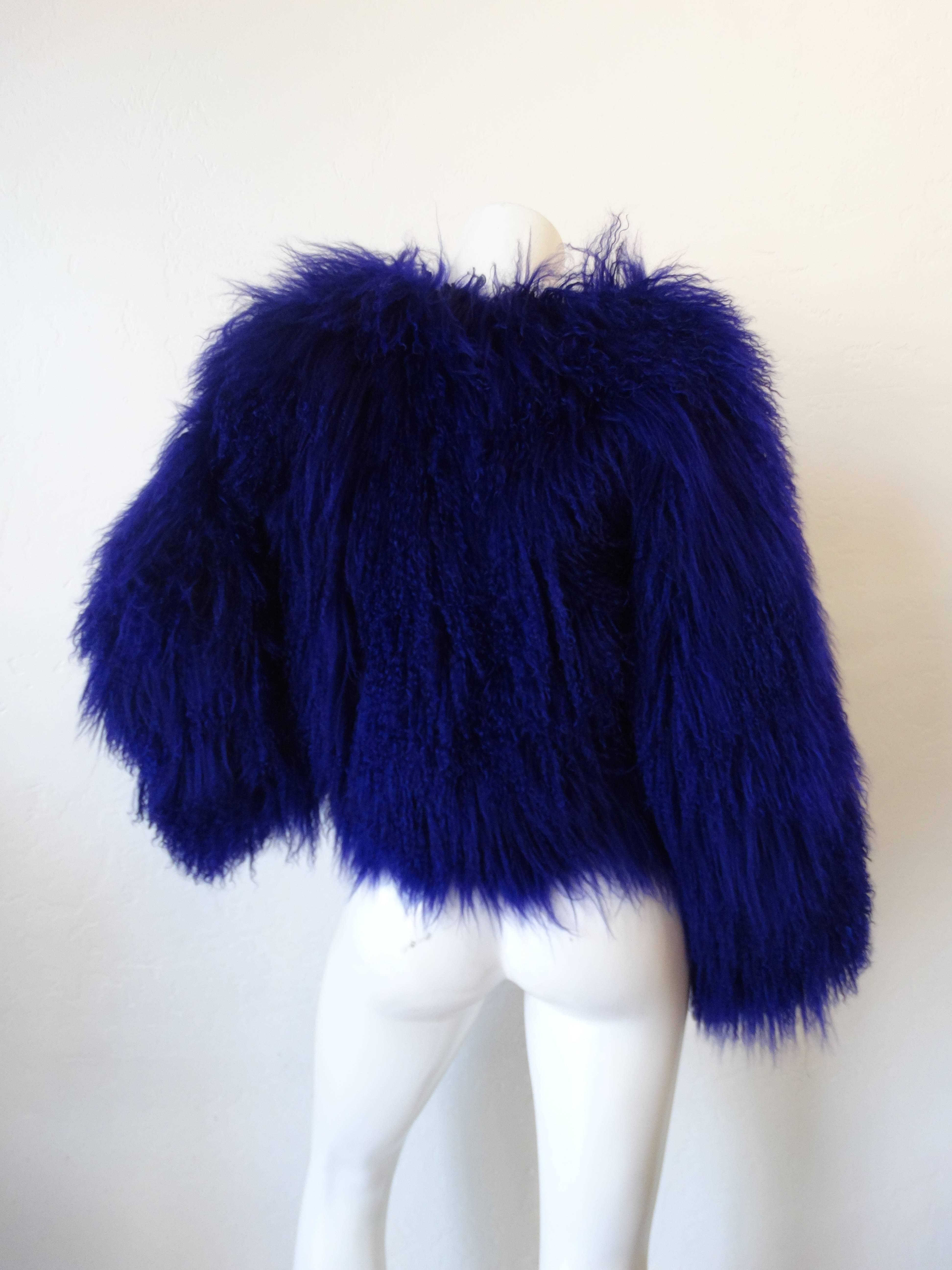 1980s Purple Mongolian Lamb Fur Coat 1