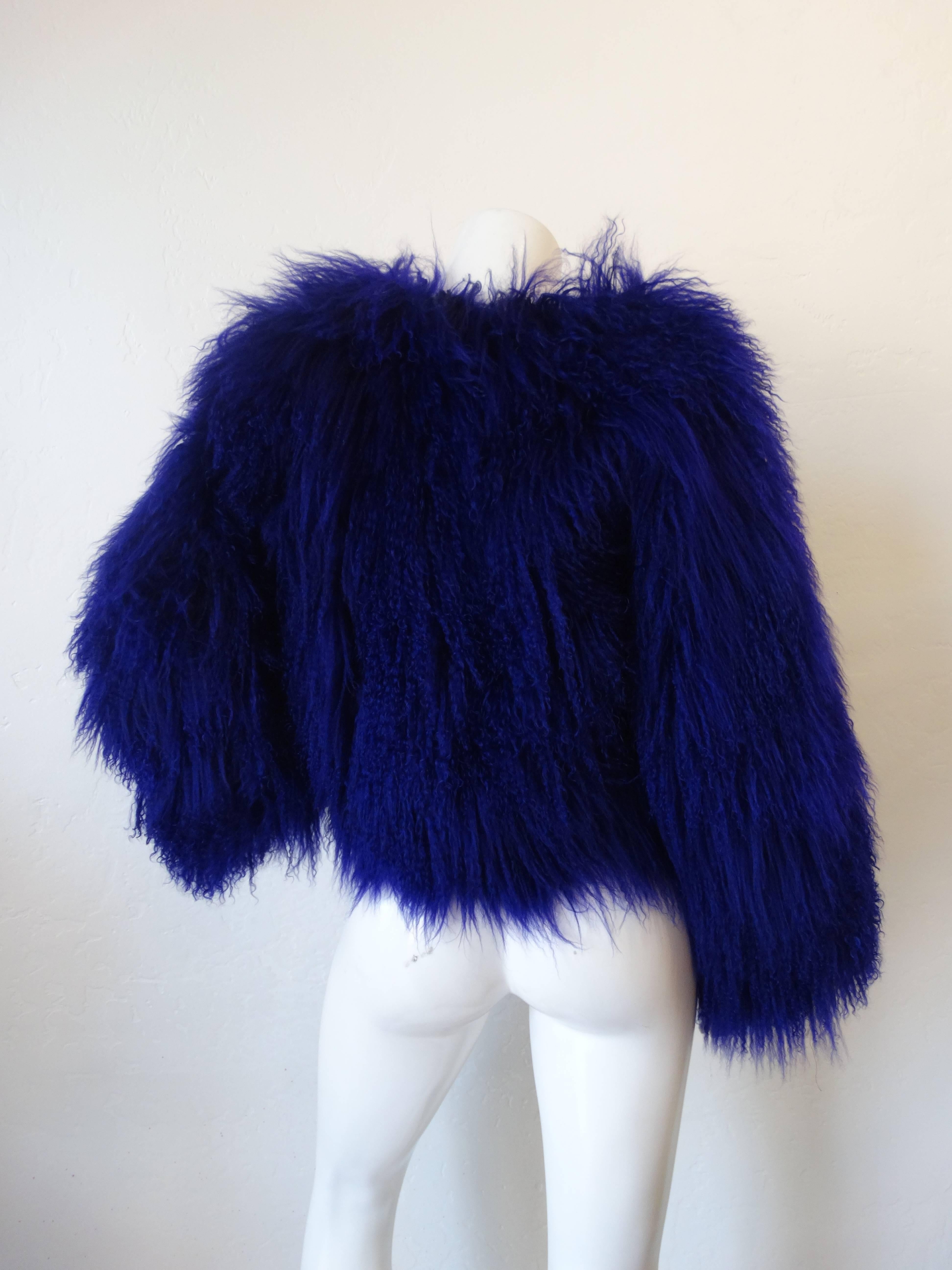 1980s Purple Mongolian Lamb Fur Coat 2