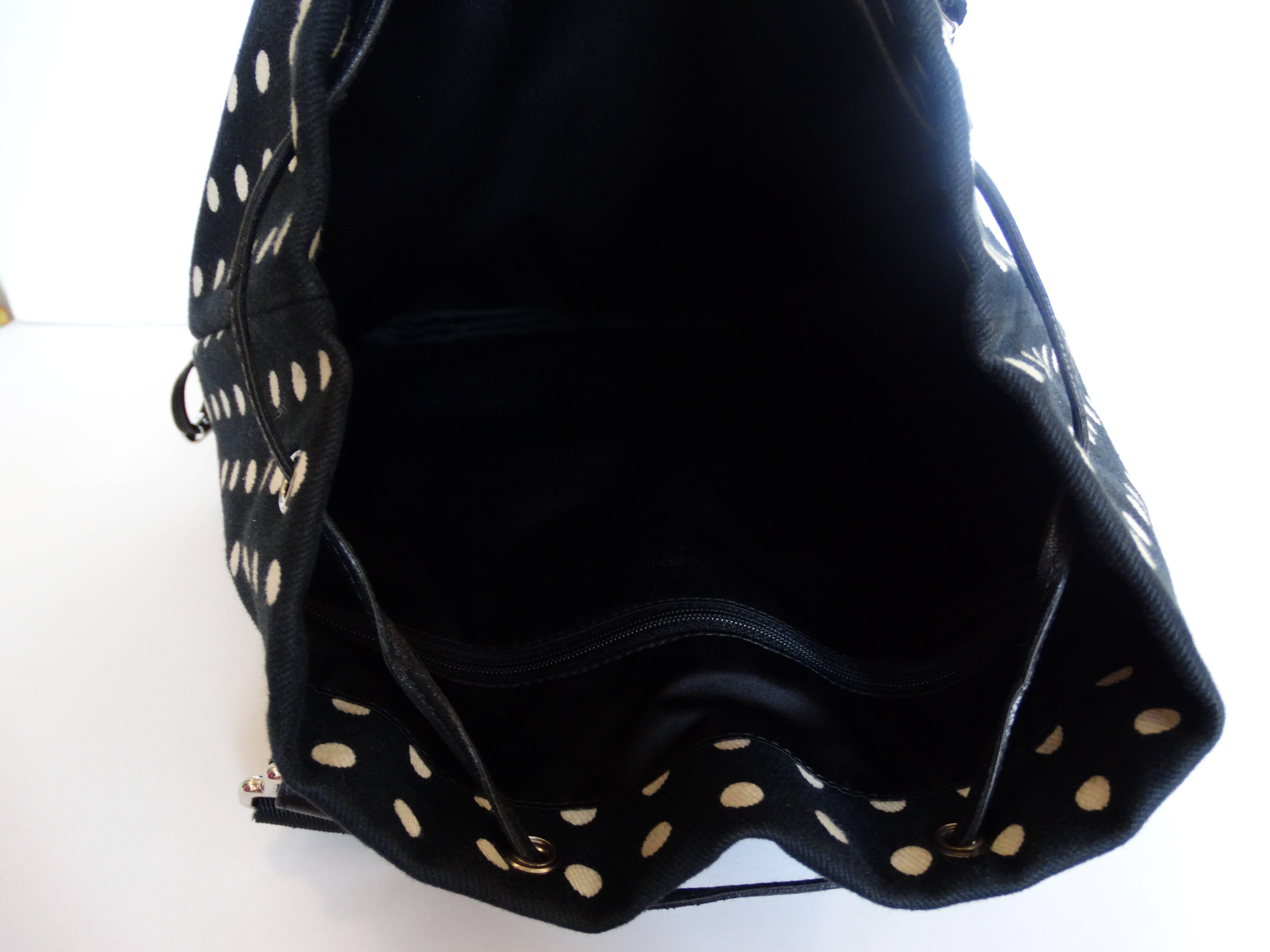 1990s Yves Saint Laurent Signature Polkadot Drawstring Tote In Excellent Condition In Scottsdale, AZ