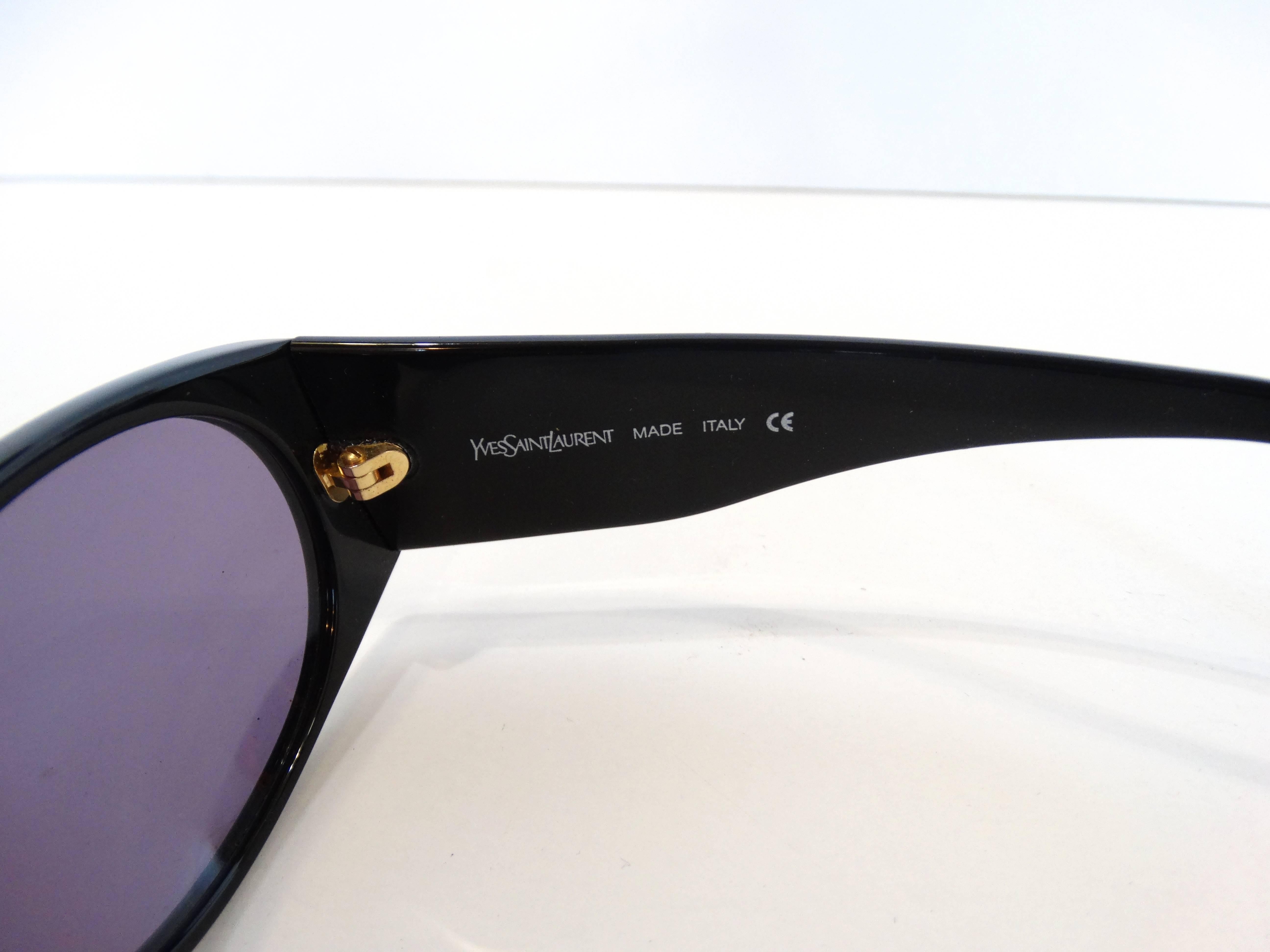 Women's 1980s Yves Saint Laurent Black & Gold Heart Sunglasses 