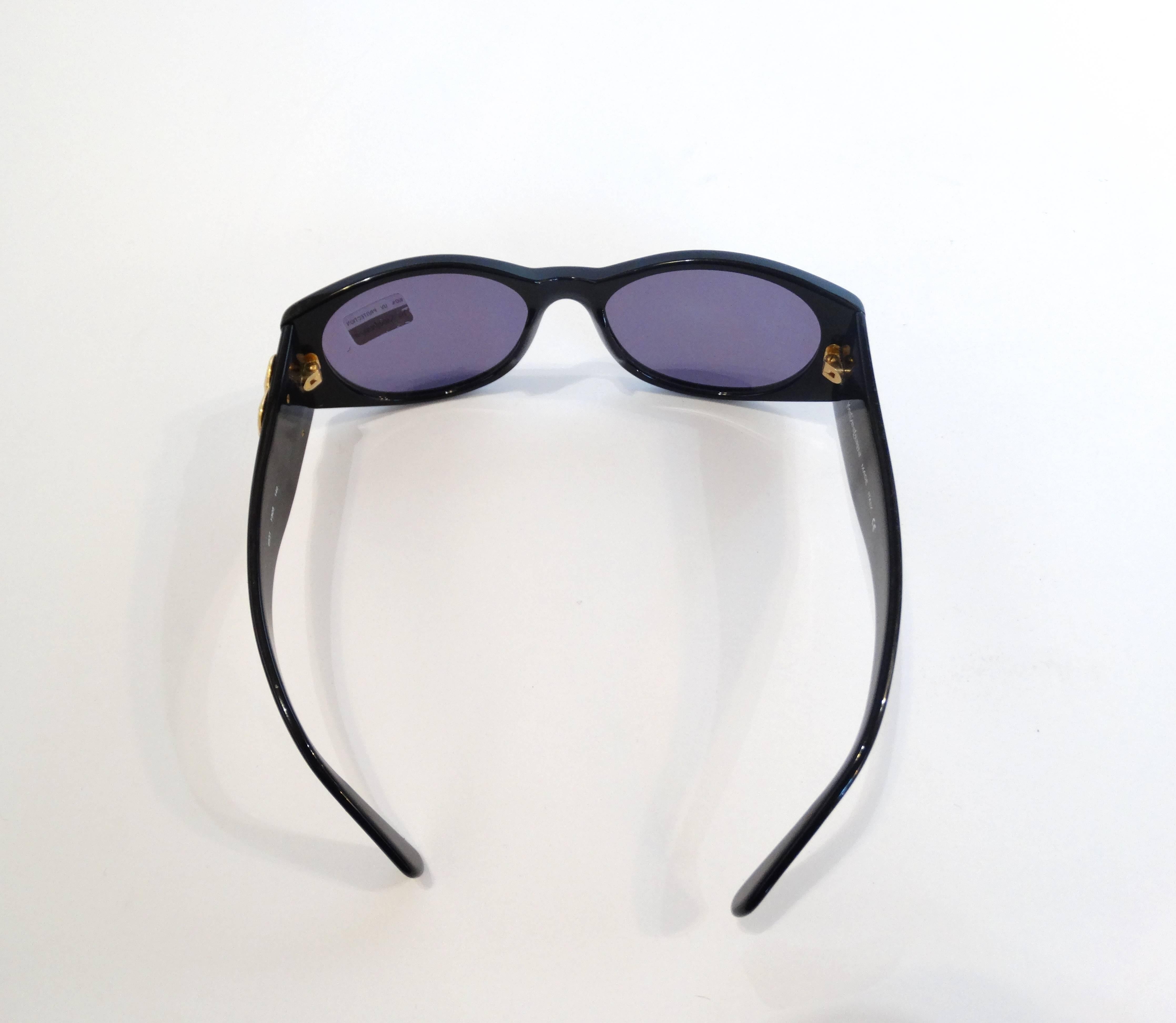 1980s Yves Saint Laurent Black & Gold Heart Sunglasses  1