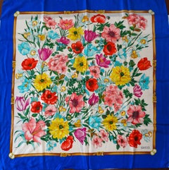 1970s Gucci Floral Silk Scarf