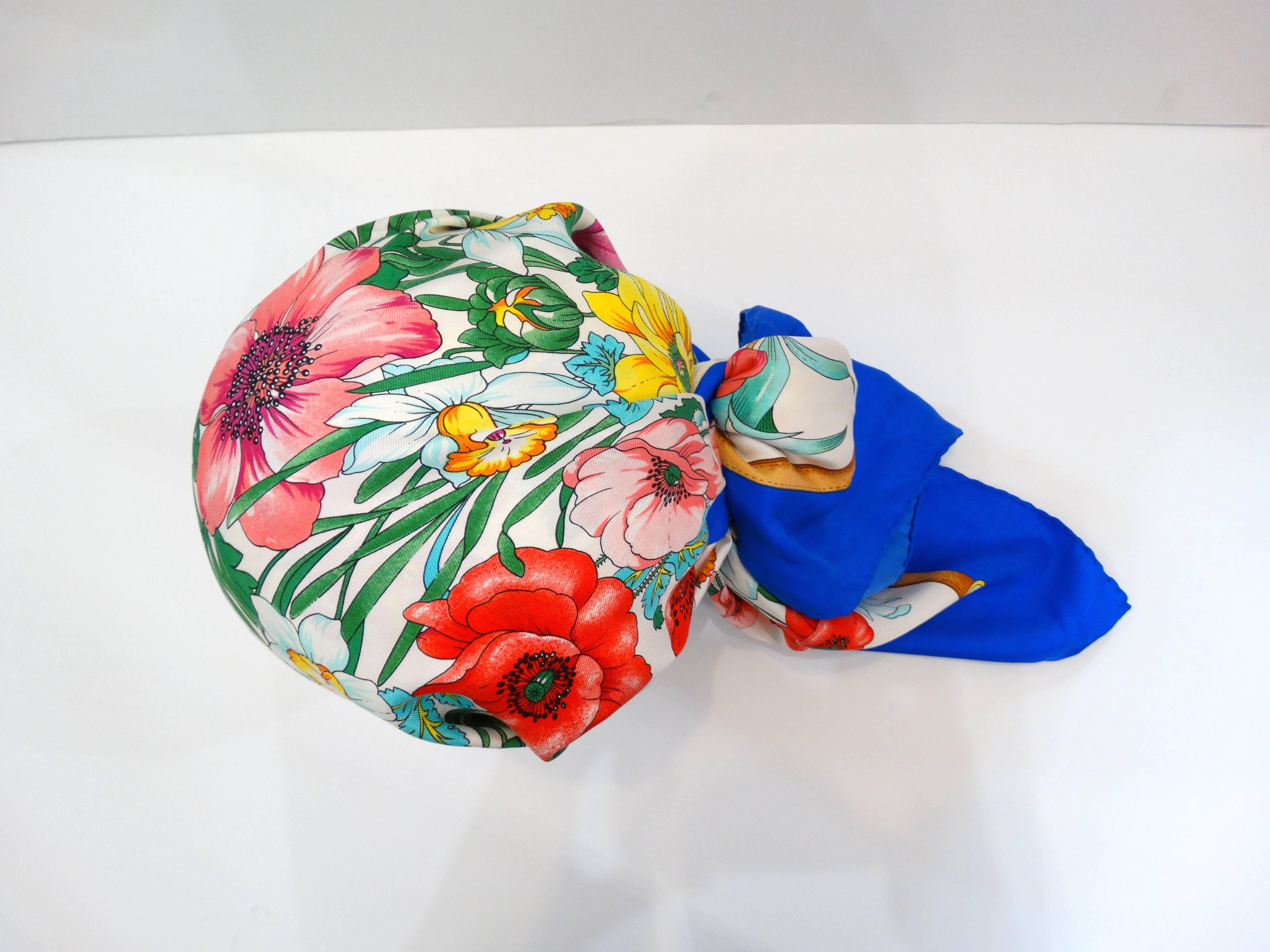 1970s Gucci Floral Silk Scarf 1