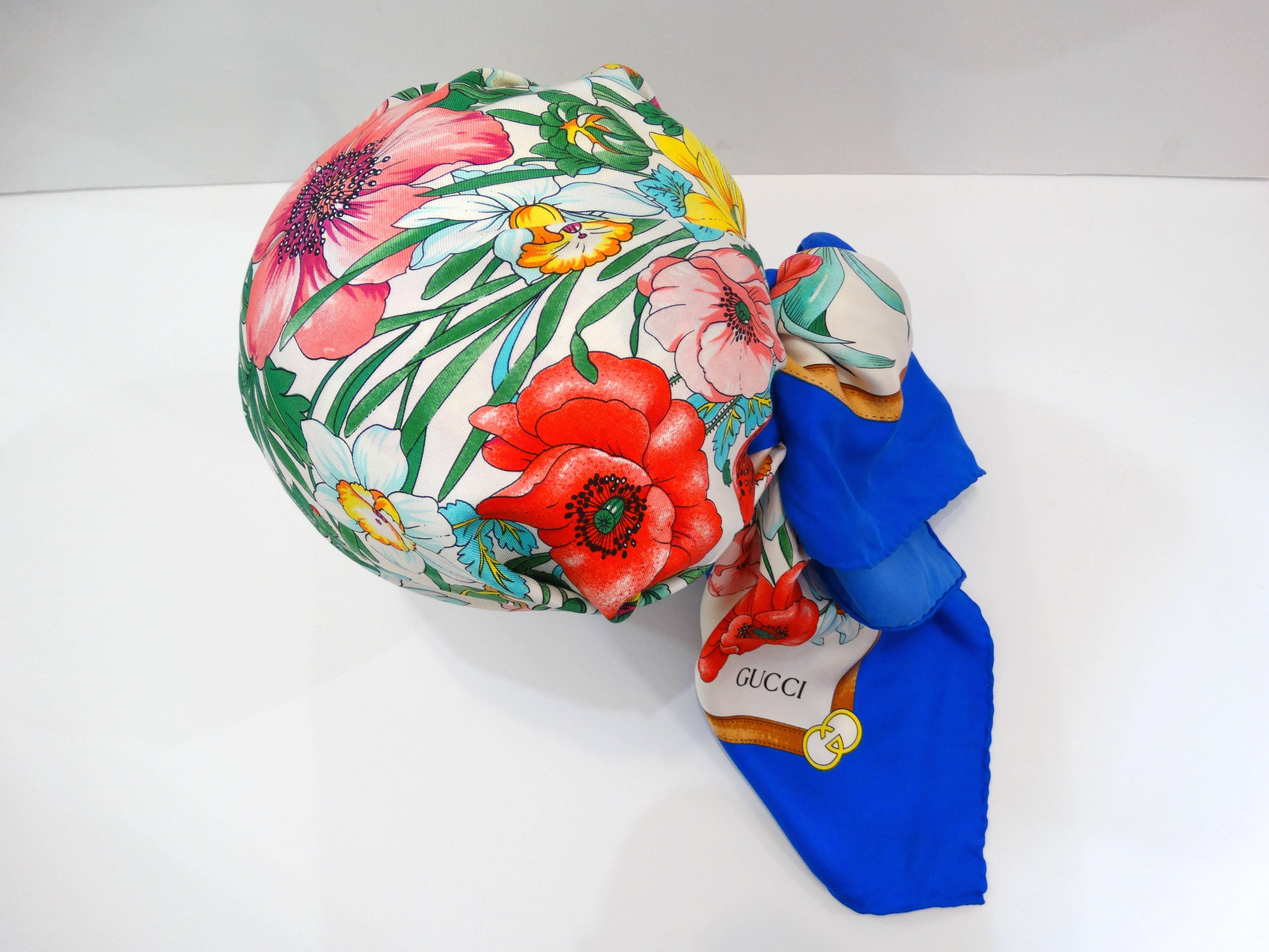 1970s Gucci Floral Silk Scarf 2