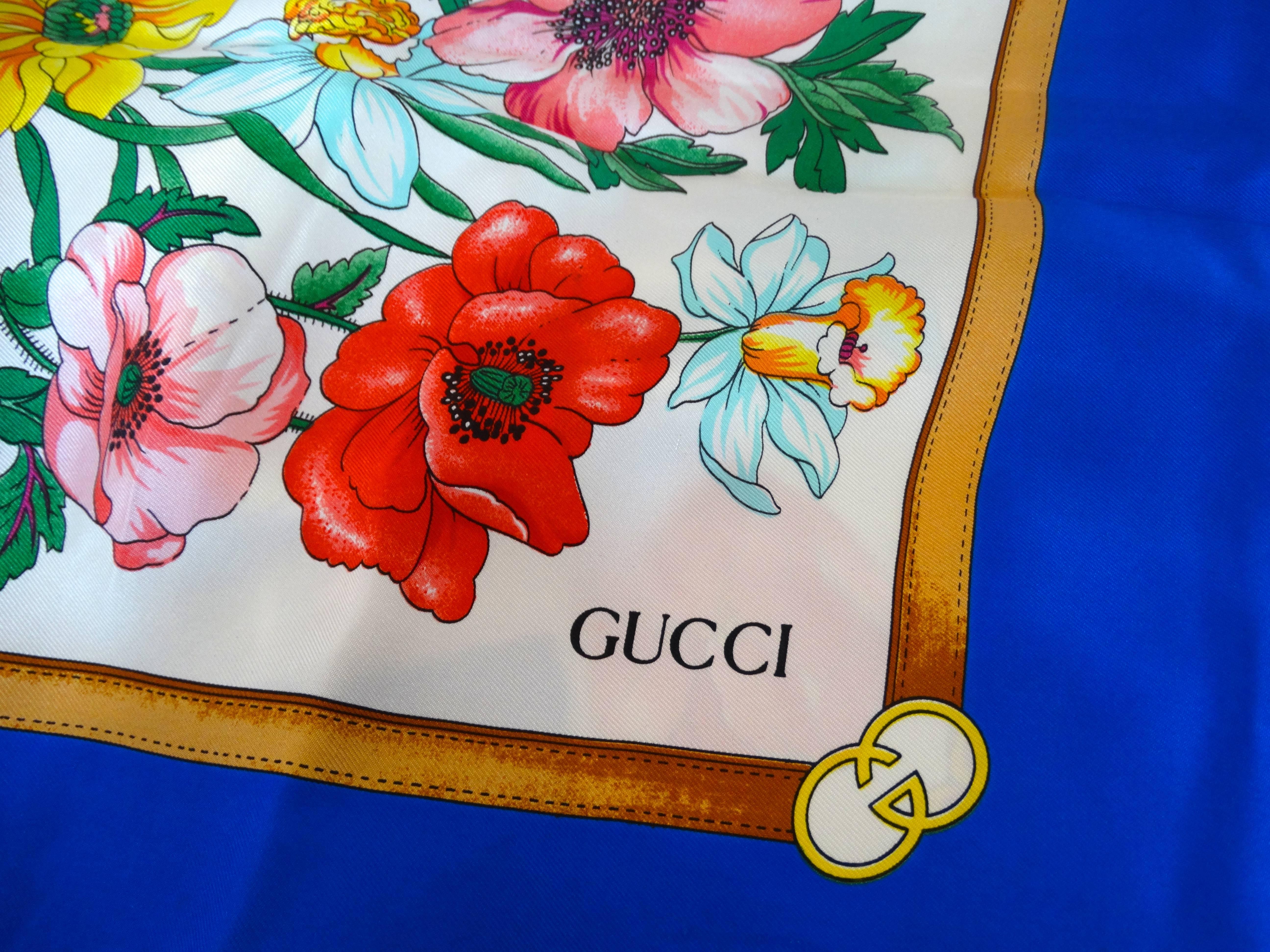 1970s Gucci Floral Silk Scarf 3
