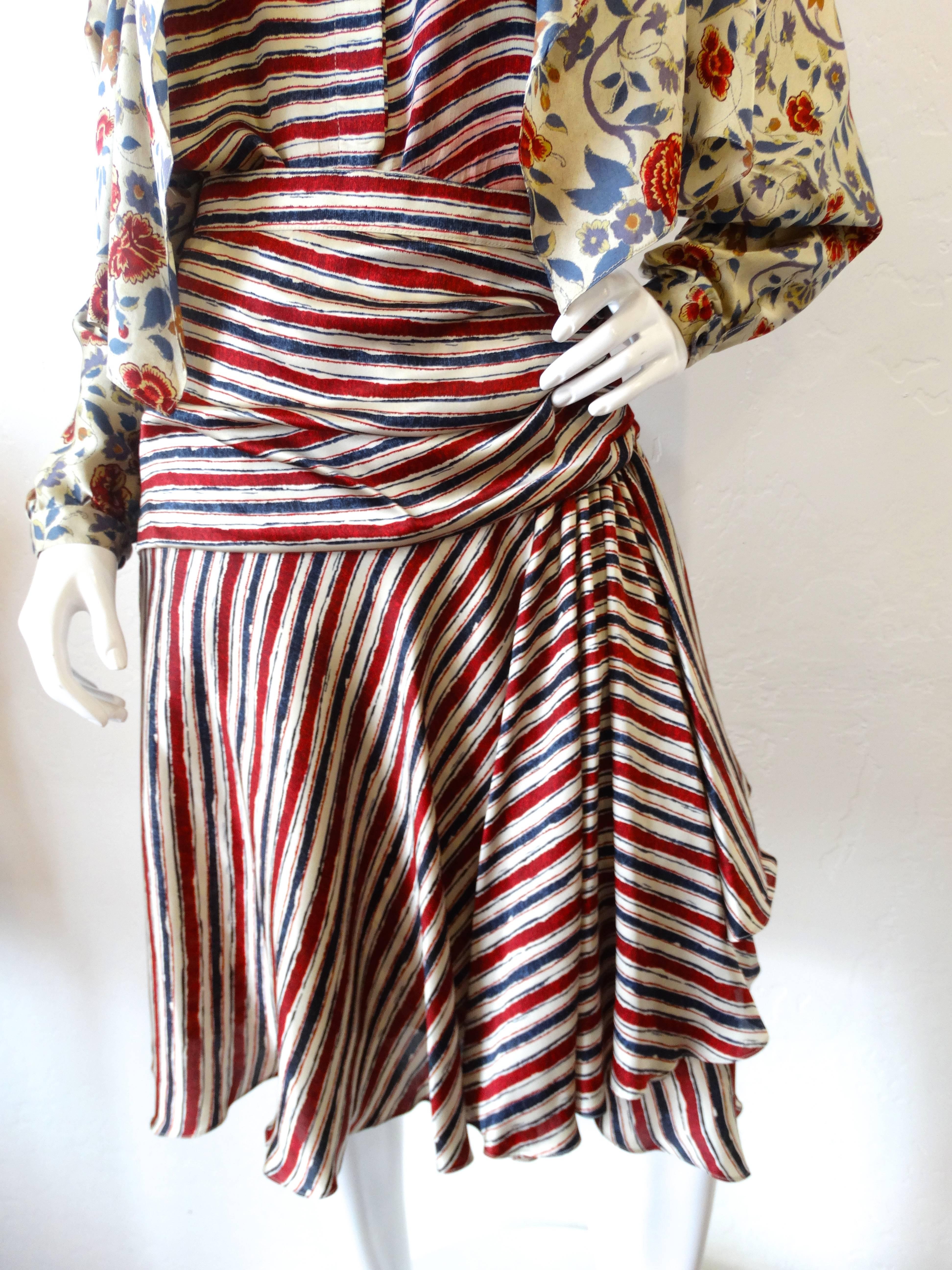 Rare 1980s Fong Leng Mixed Print Silk Set 2