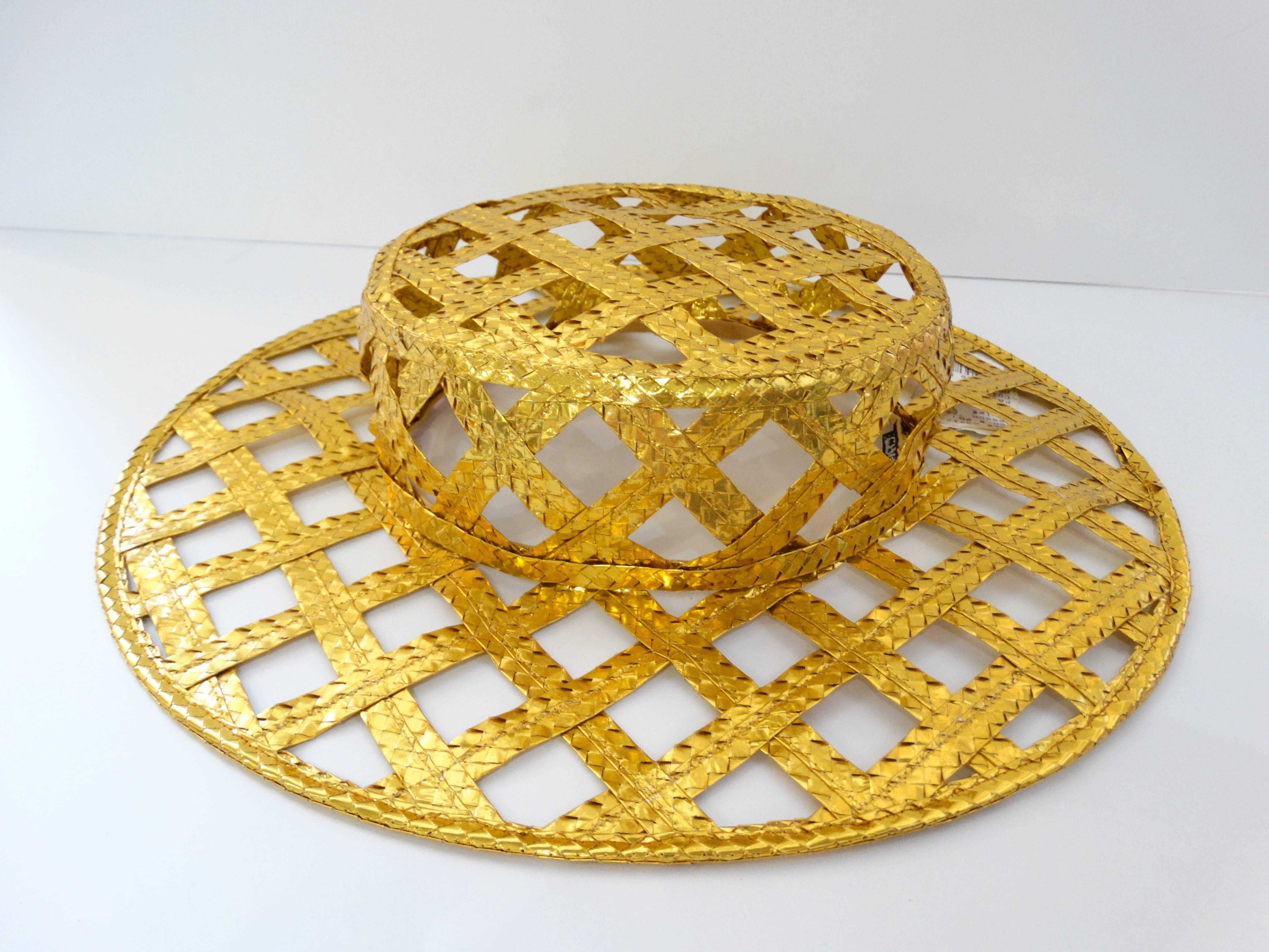 Women's Collectible 1990s Chanel Gold Lattice Hat 