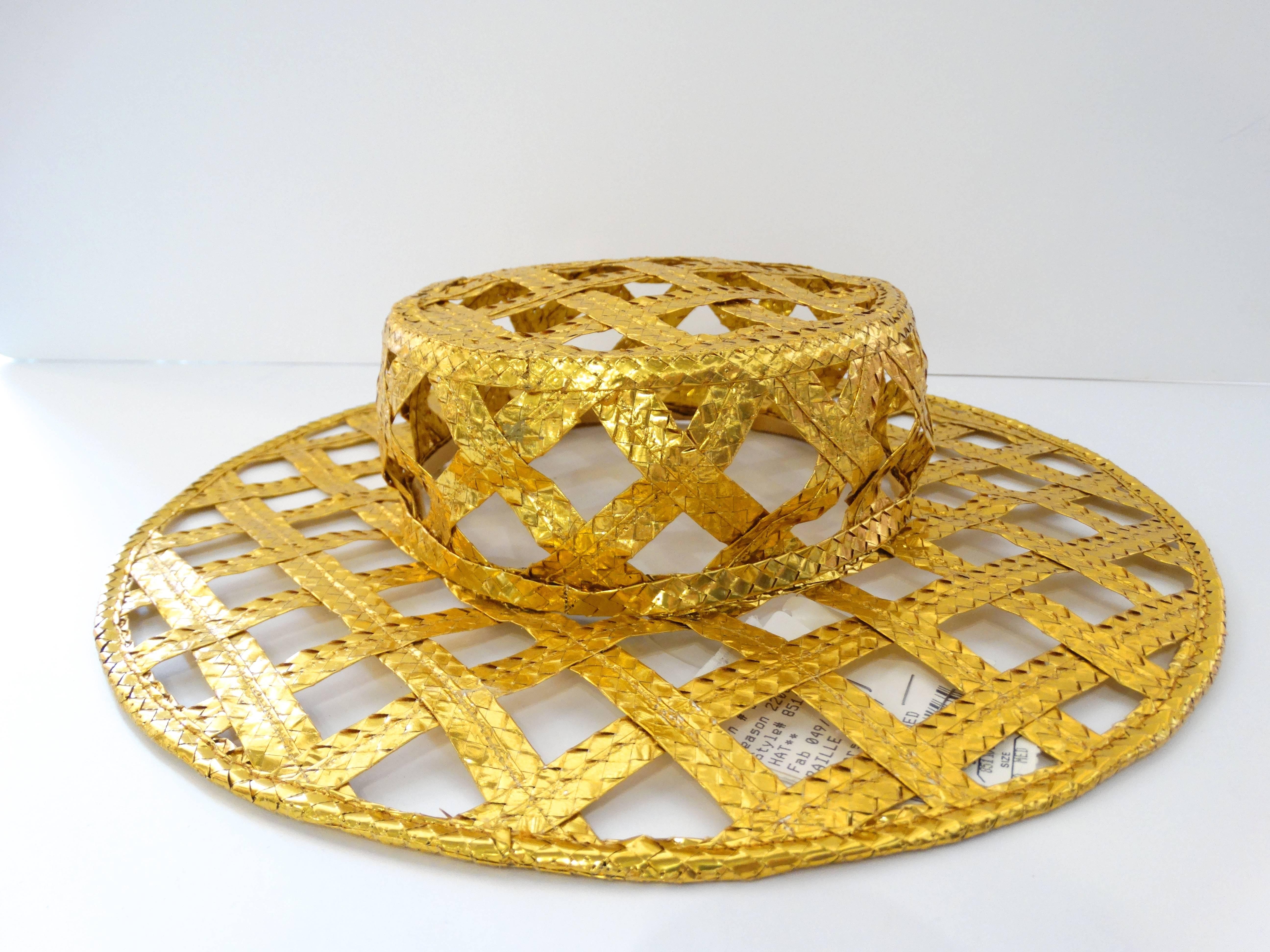 Collectible 1990s Chanel Gold Lattice Hat  In New Condition In Scottsdale, AZ