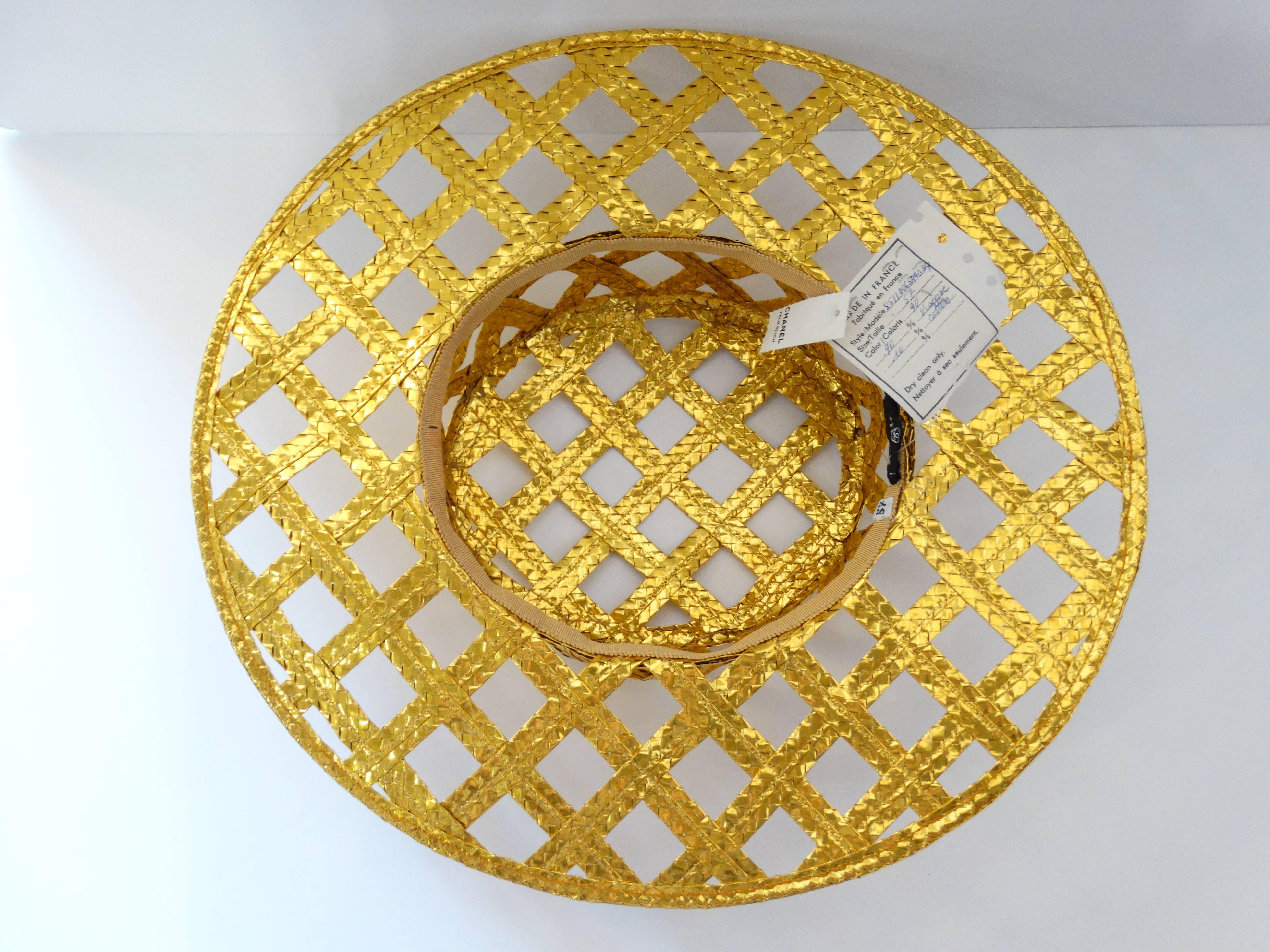 Collectible 1990s Chanel Gold Lattice Hat  2