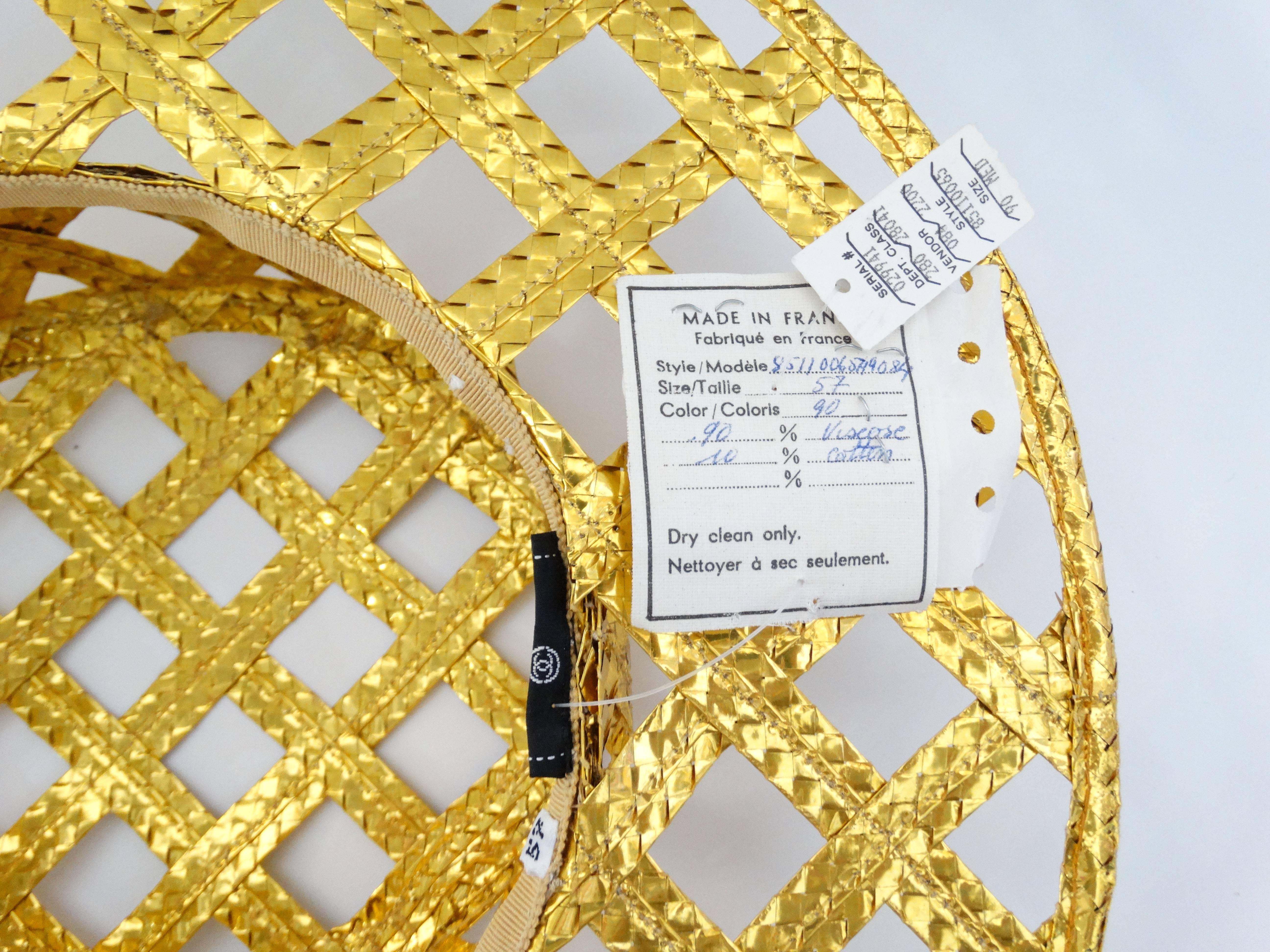 Collectible 1990s Chanel Gold Lattice Hat  3