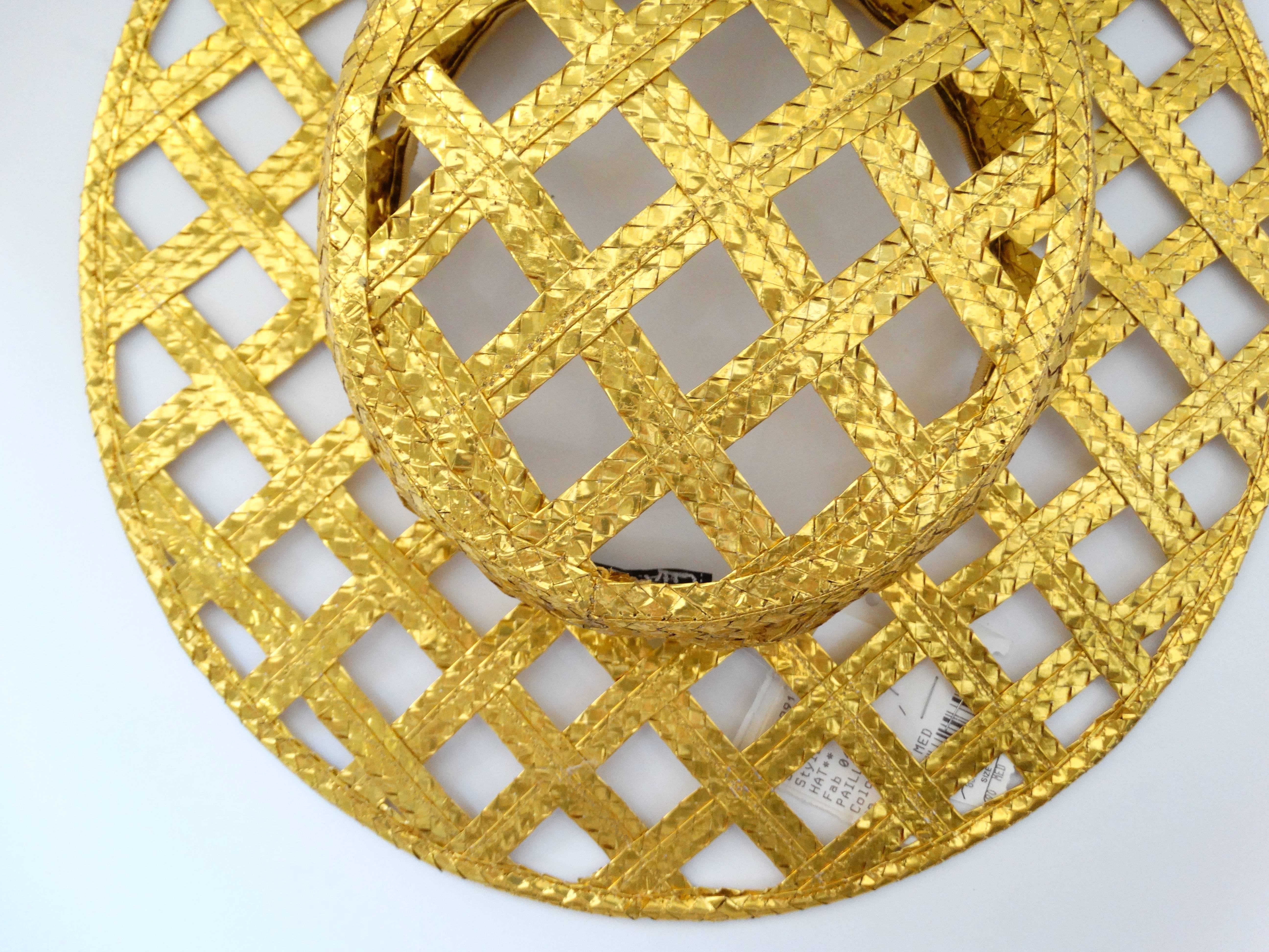 Collectible 1990s Chanel Gold Lattice Hat  4