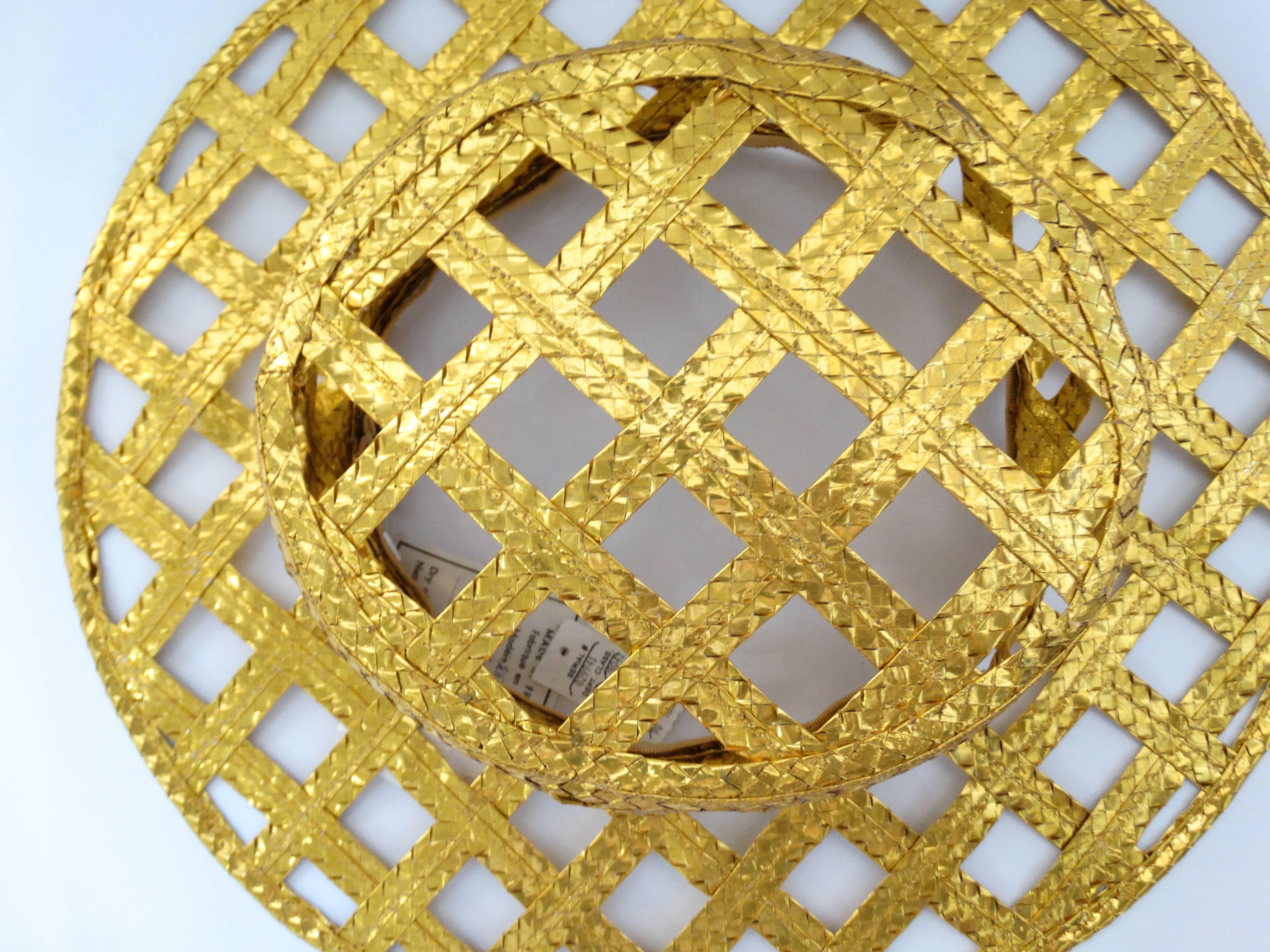 Collectible 1990s Chanel Gold Lattice Hat  5