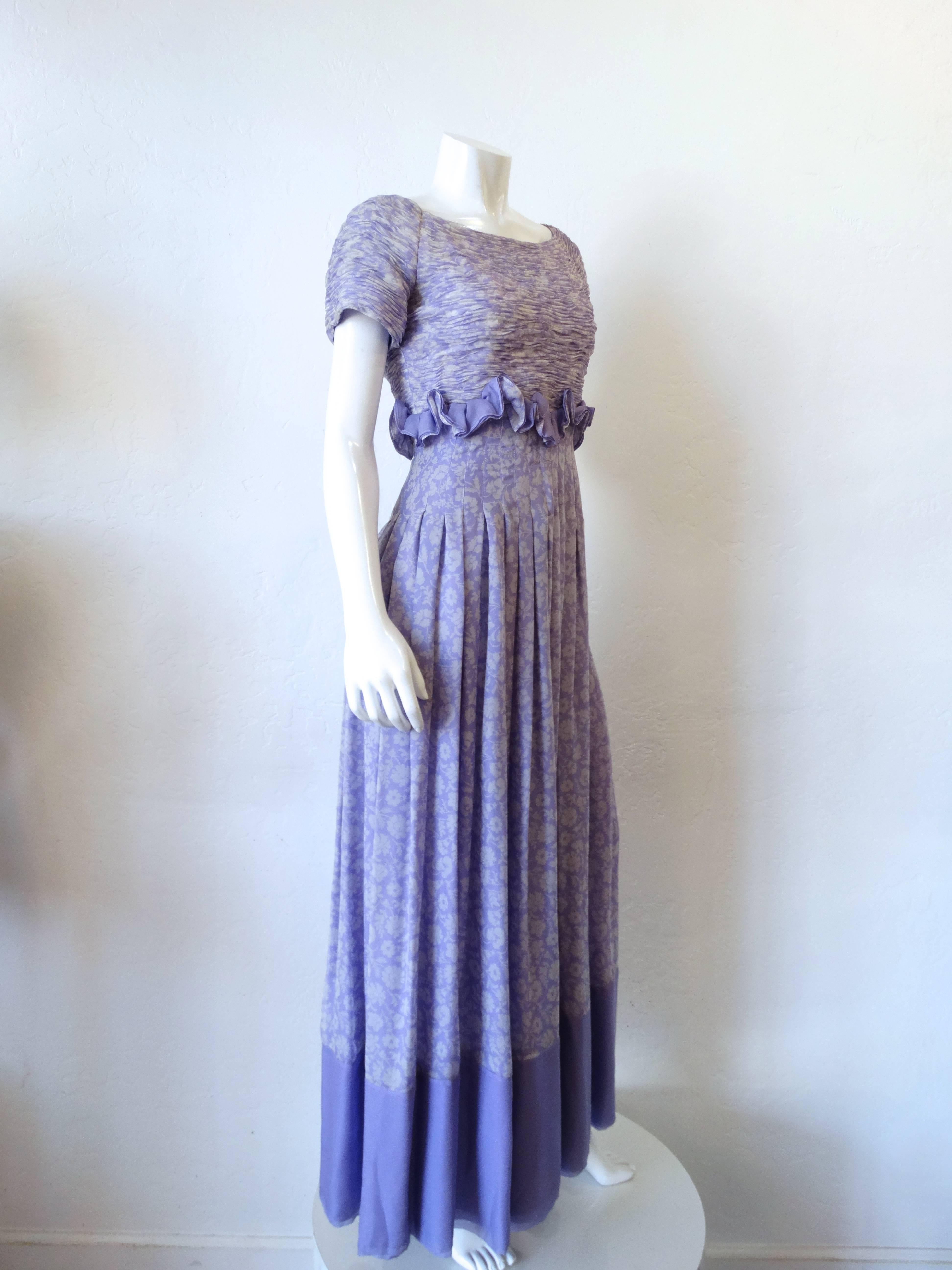 1970s Valentino Lilac Pintuck Gown In Excellent Condition In Scottsdale, AZ