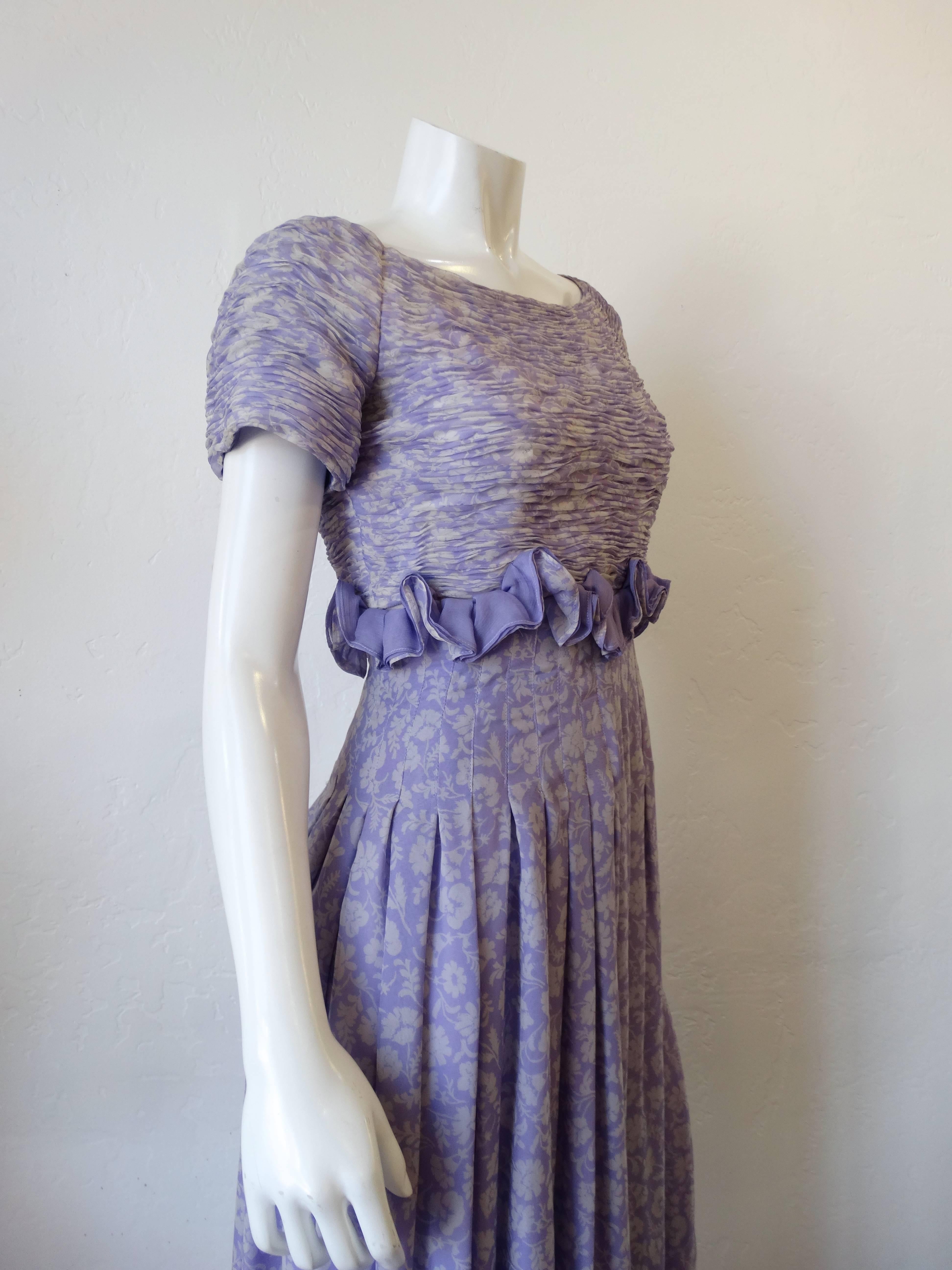 1970s Valentino Lilac Pintuck Gown 1