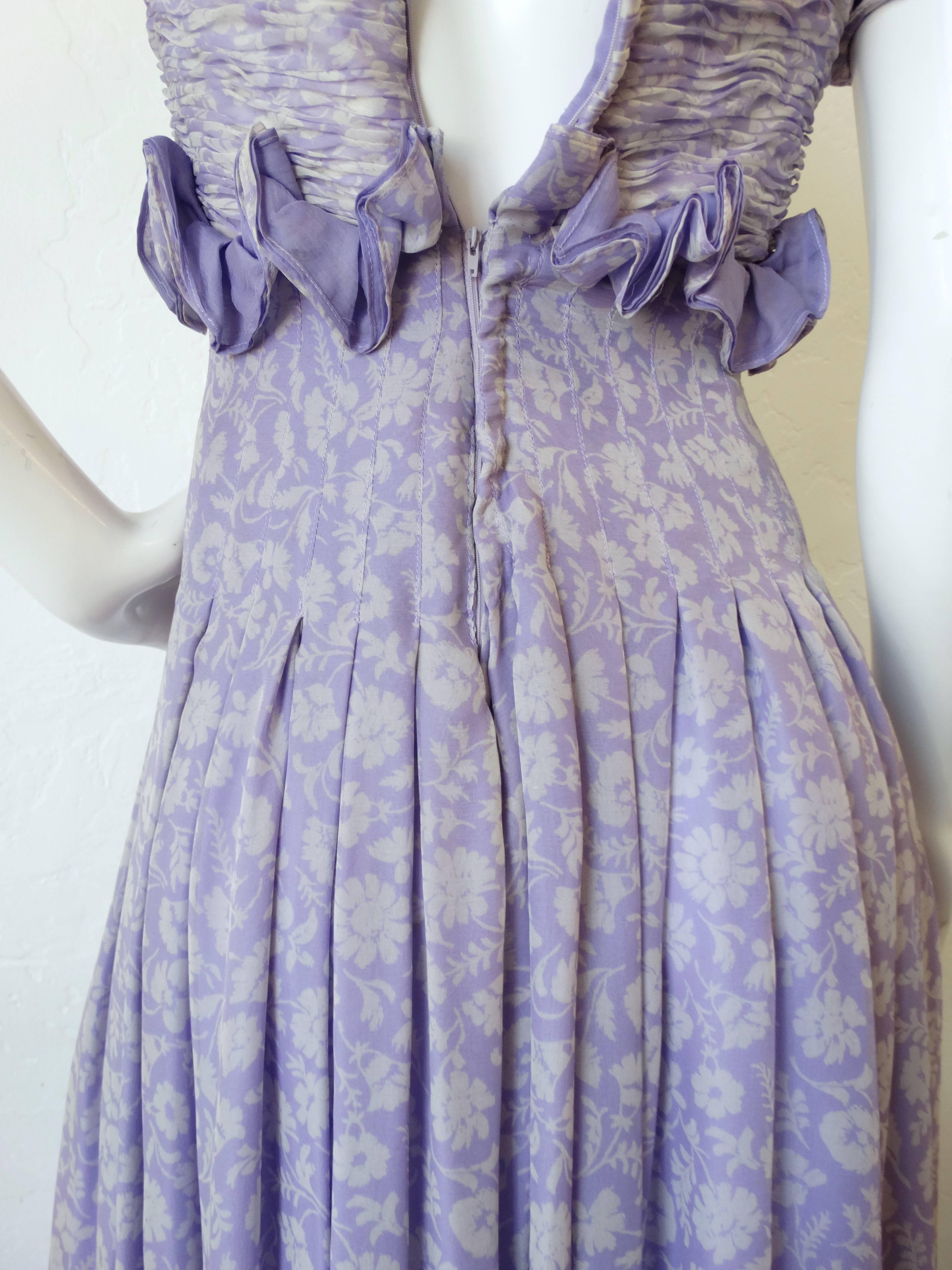 1970s Valentino Lilac Pintuck Gown 2