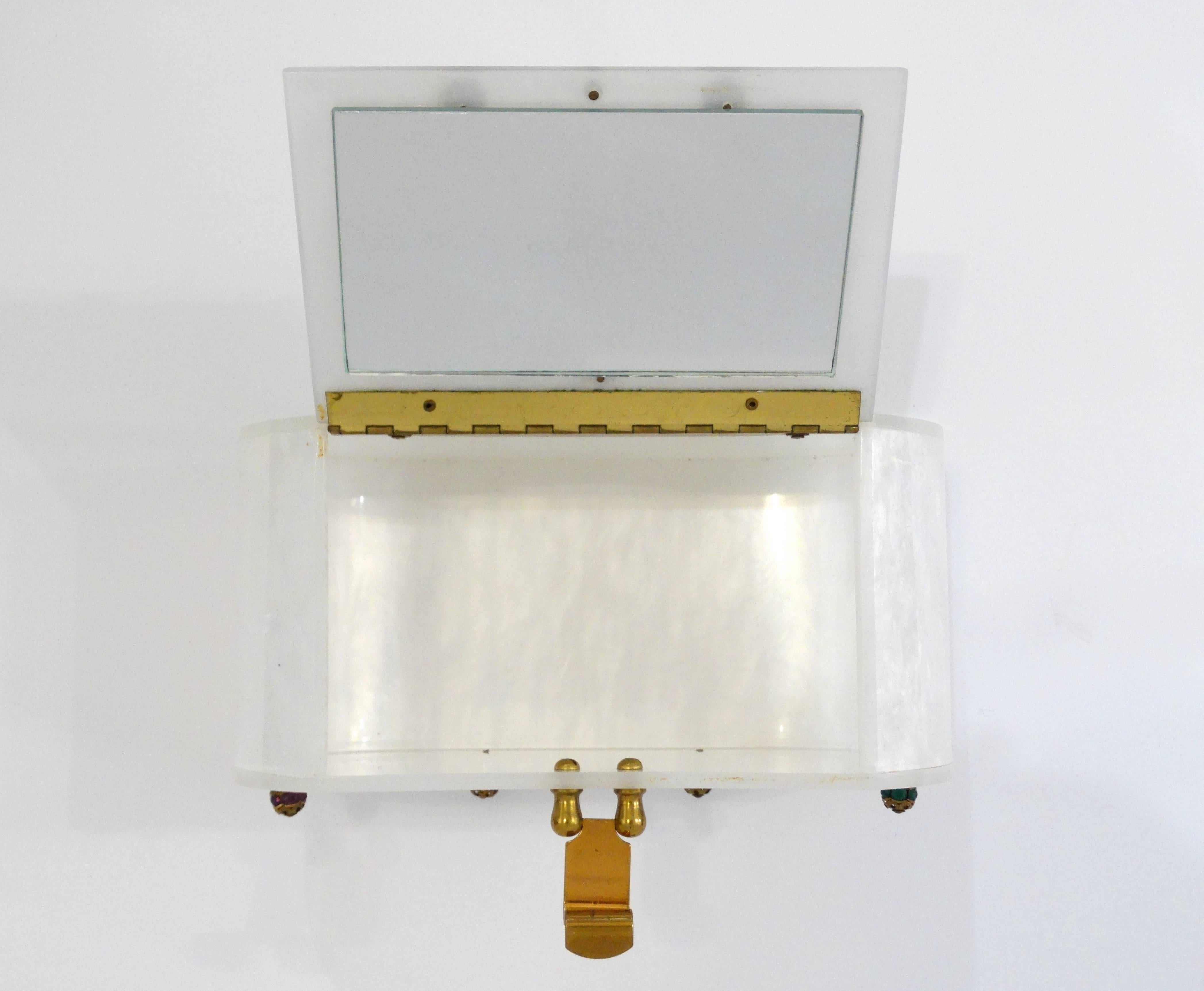 Rare 1960s Lucite Evening Bag With Jewel Accents In Excellent Condition In Scottsdale, AZ