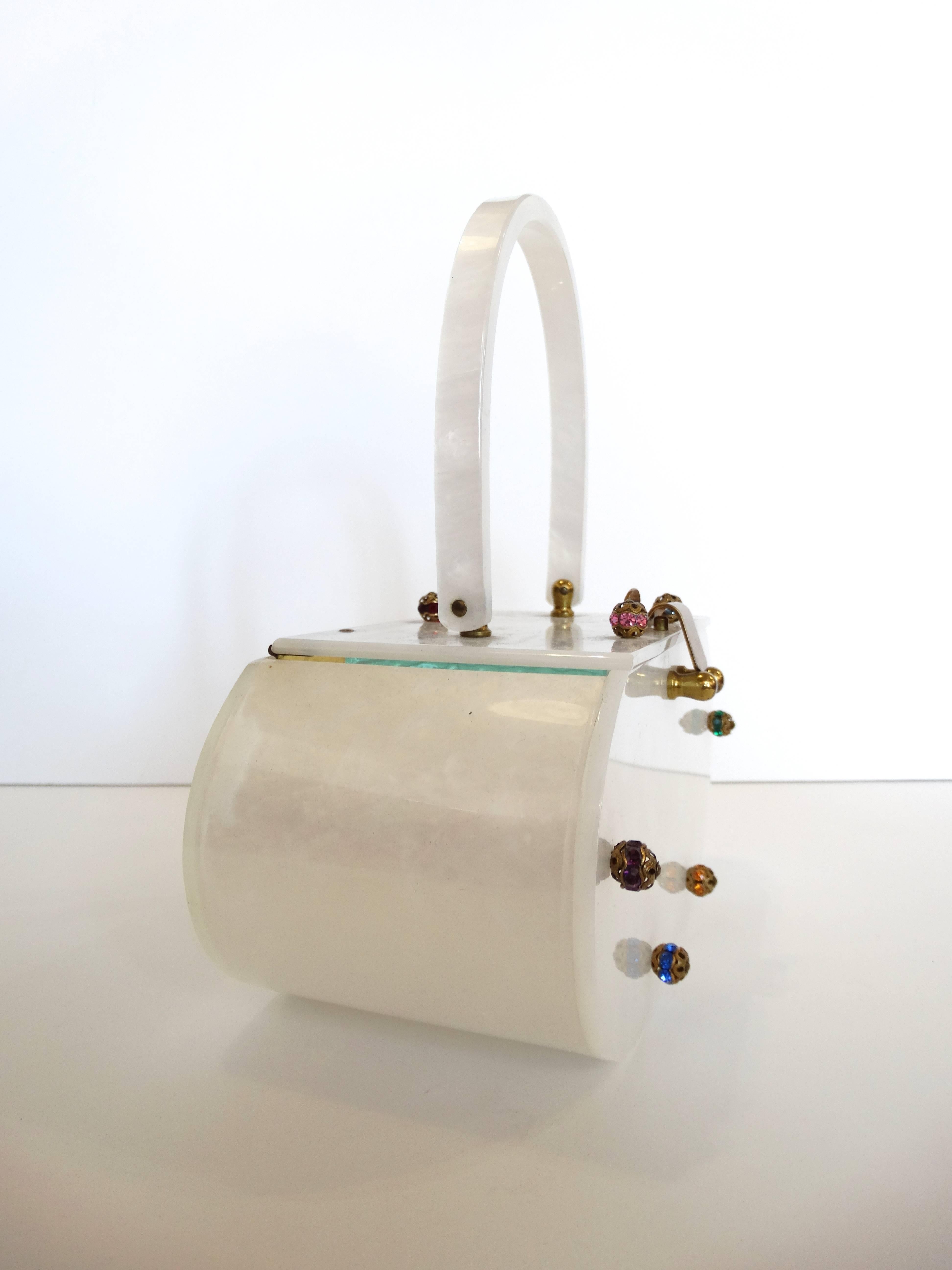 Women's Rare 1960s Lucite Evening Bag With Jewel Accents