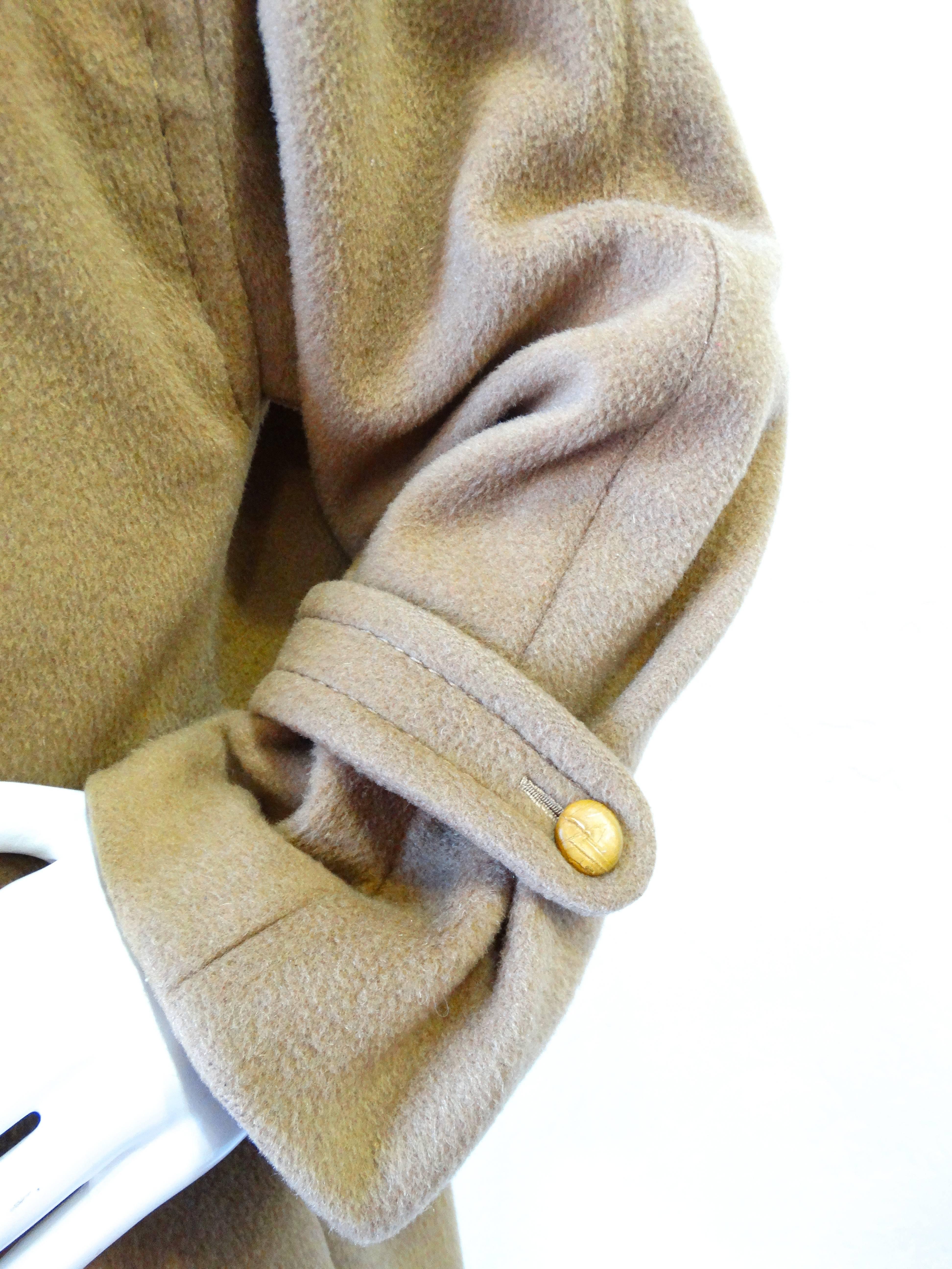 1980s James Galanos Avant-Garde Tan Wool Coat  For Sale 1