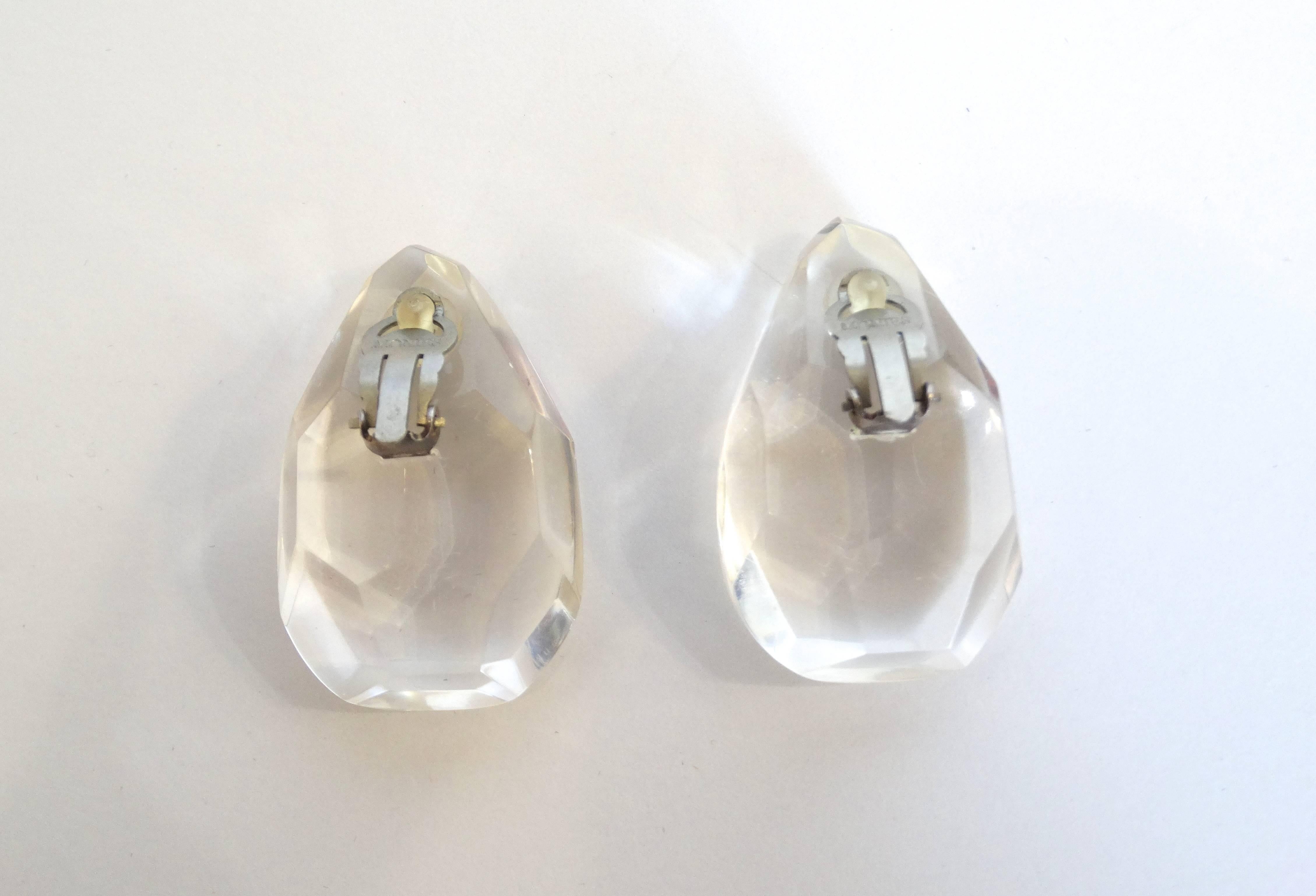 Monies Clear Lucite Oversized Gem Earrings 6