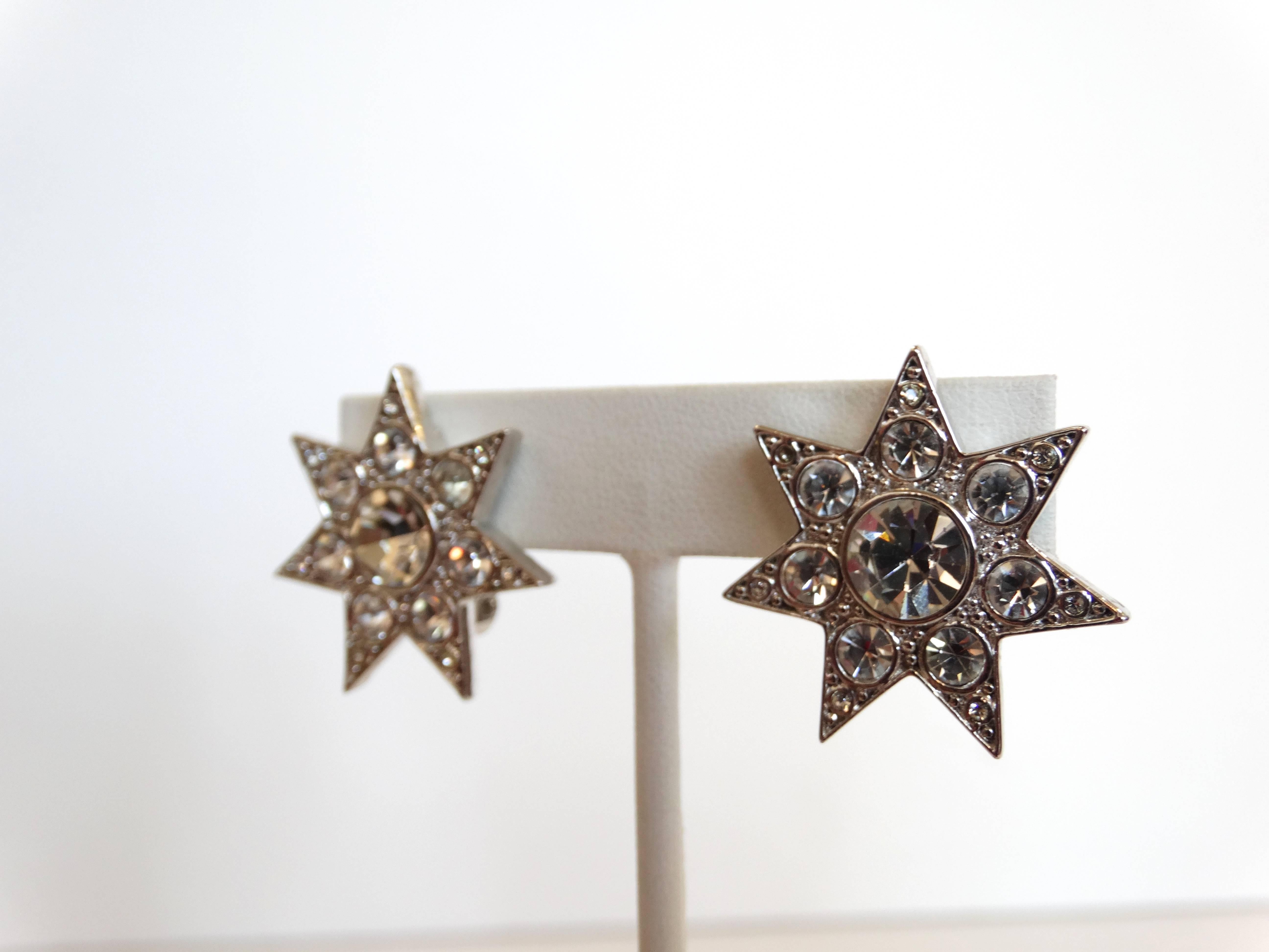 Women's Unsigned Vintage Crystal Star Earrings