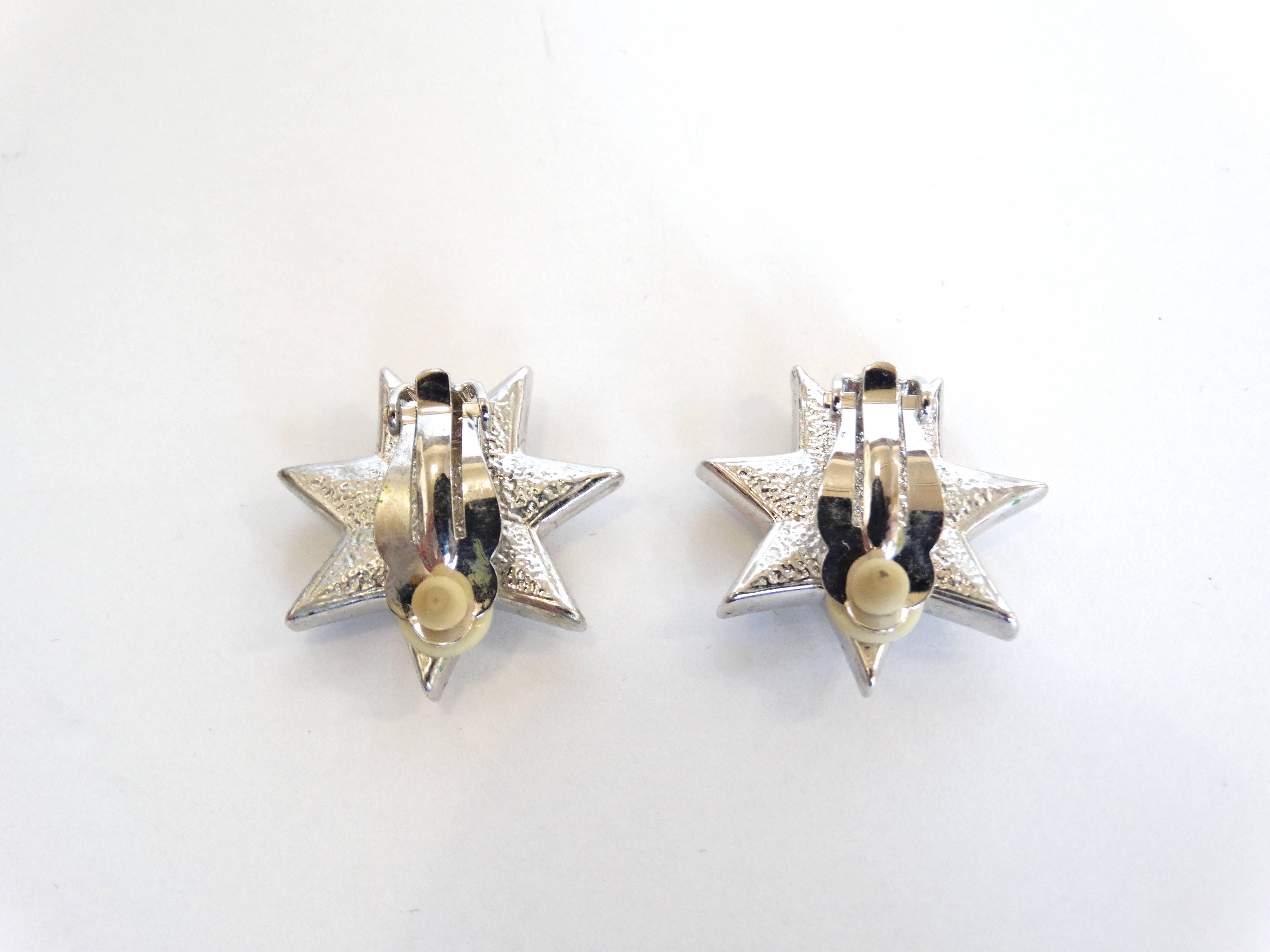 Unsigned Vintage Crystal Star Earrings 1