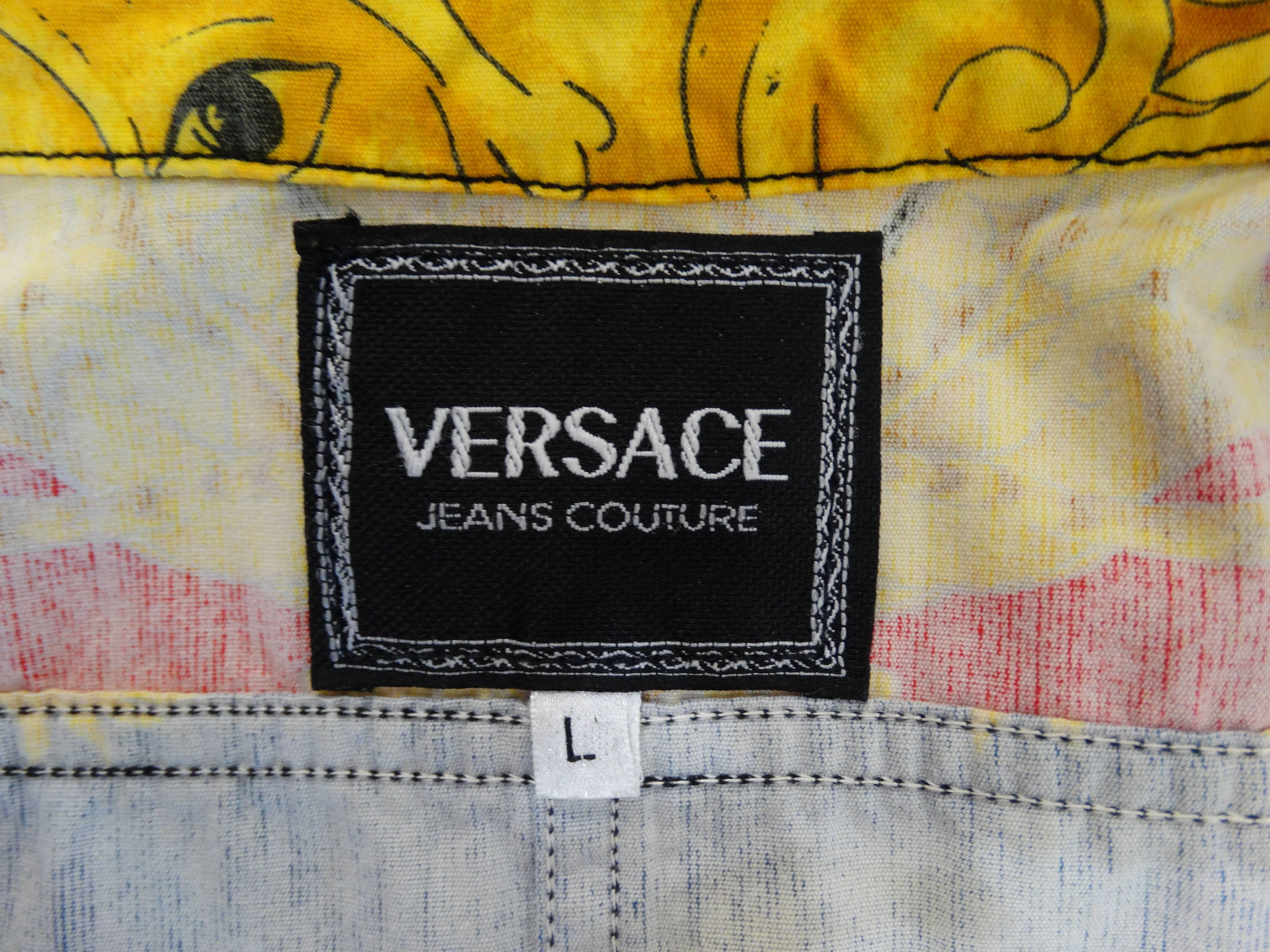 Gianni Versace Baroque Sun Miami Print Jeans Jacket Spring 1993 1