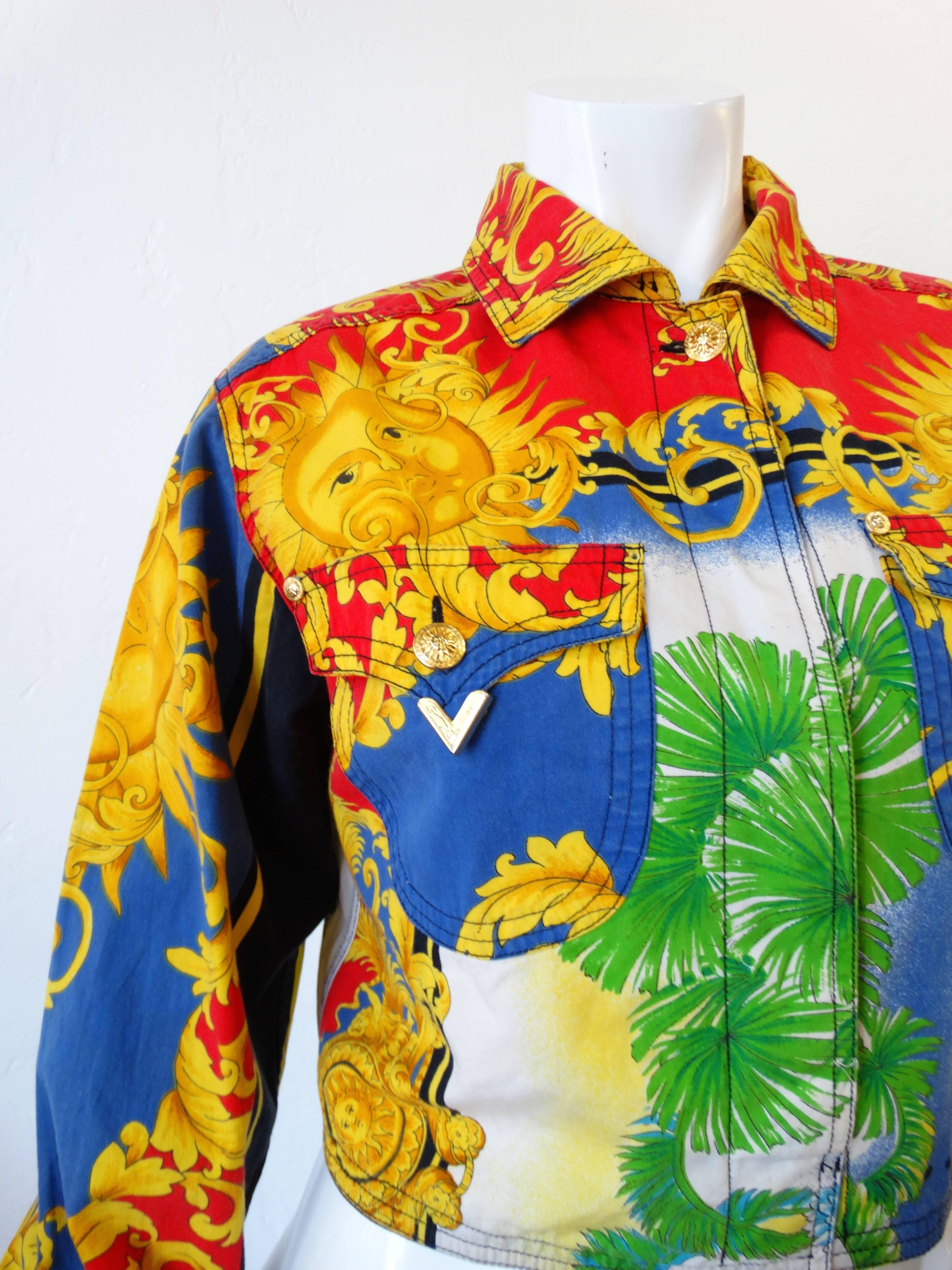Gianni Versace Baroque Sun Miami Print Jeans Jacket Spring 1993 2