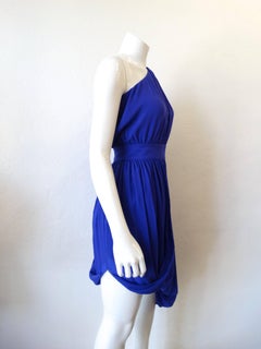 Temperley True Blue Grecian One Shoulder Dress