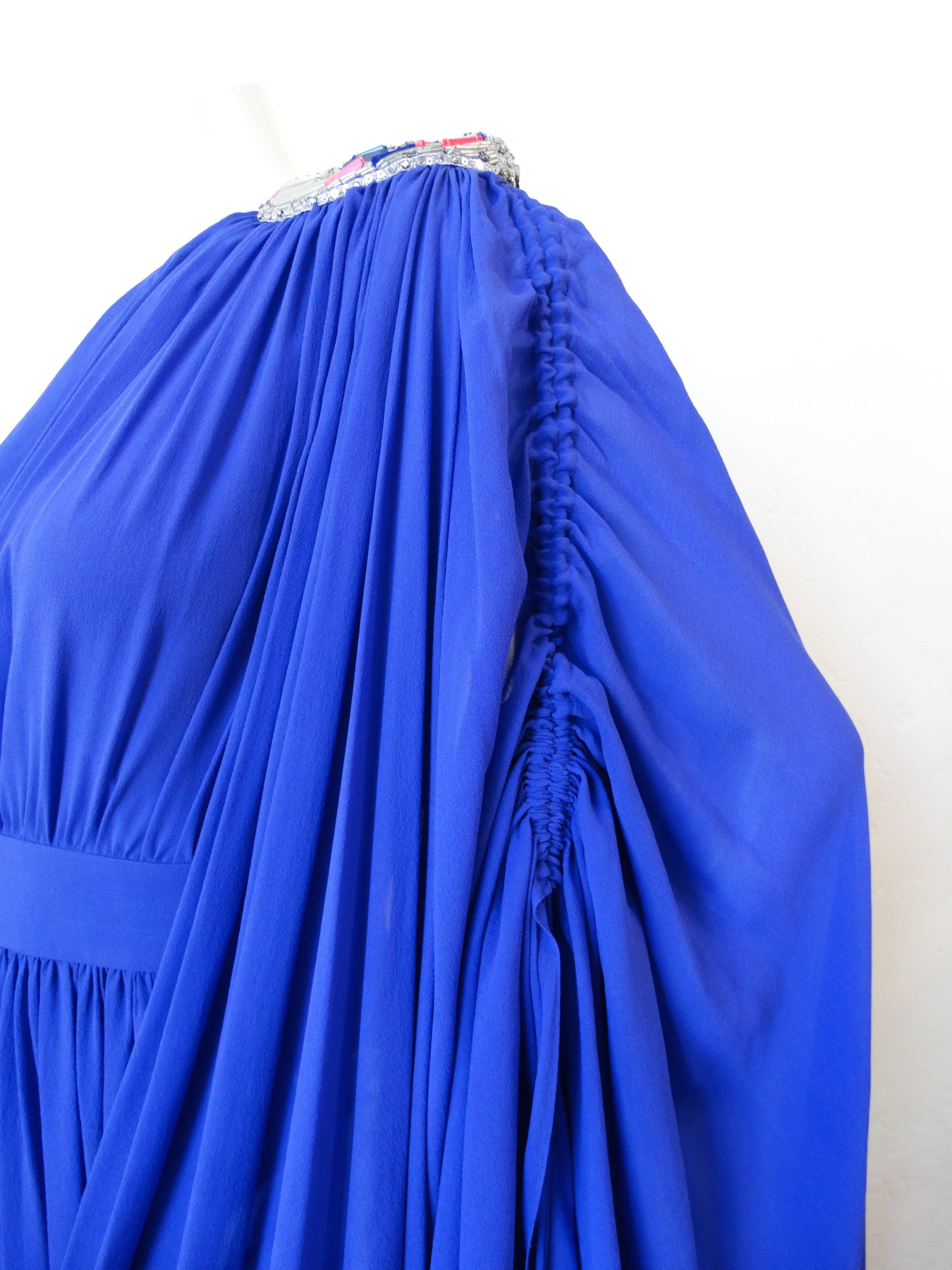 Temperley True Blue Grecian One Shoulder Dress 2