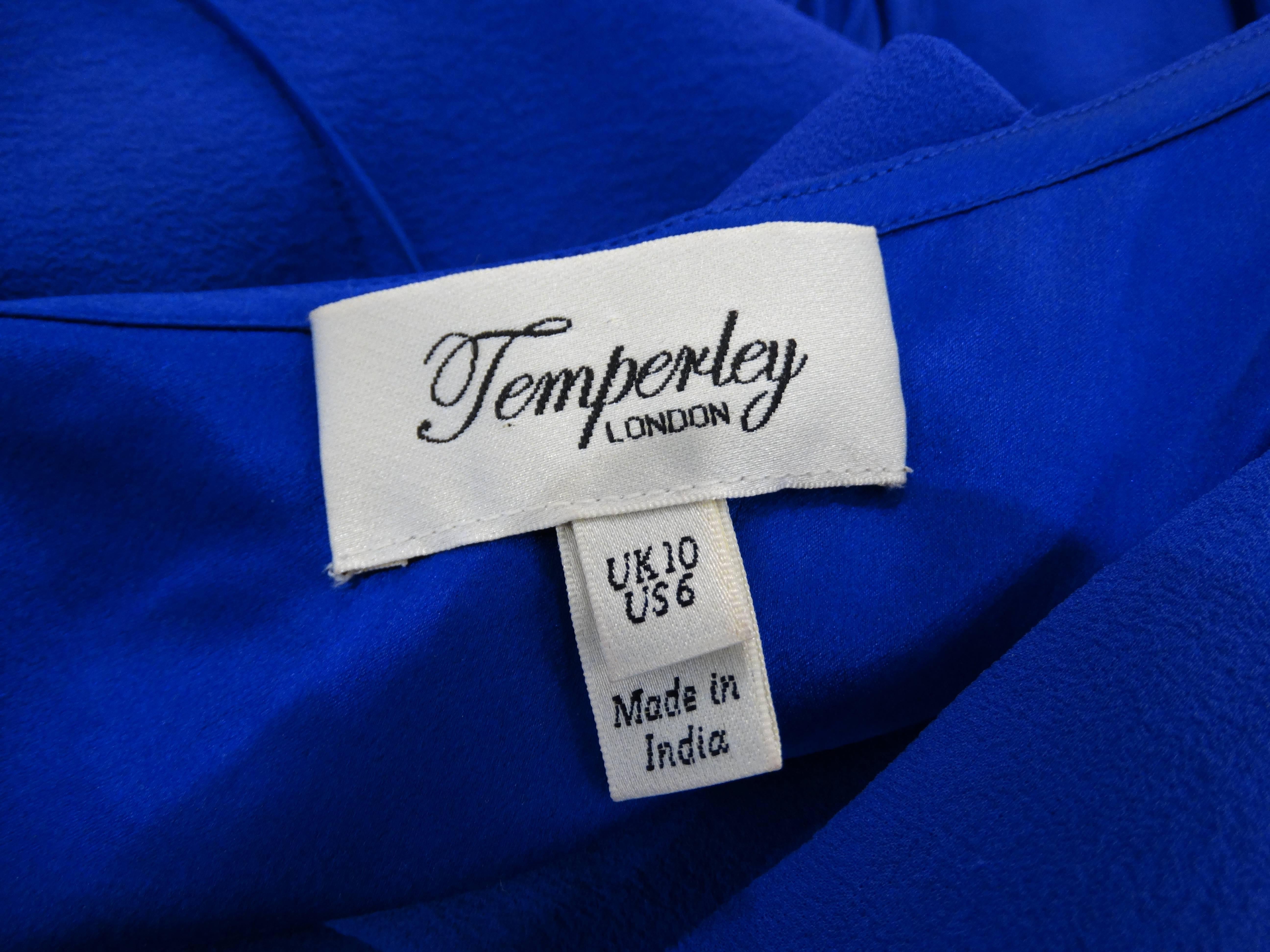 Temperley True Blue Grecian One Shoulder Dress 3