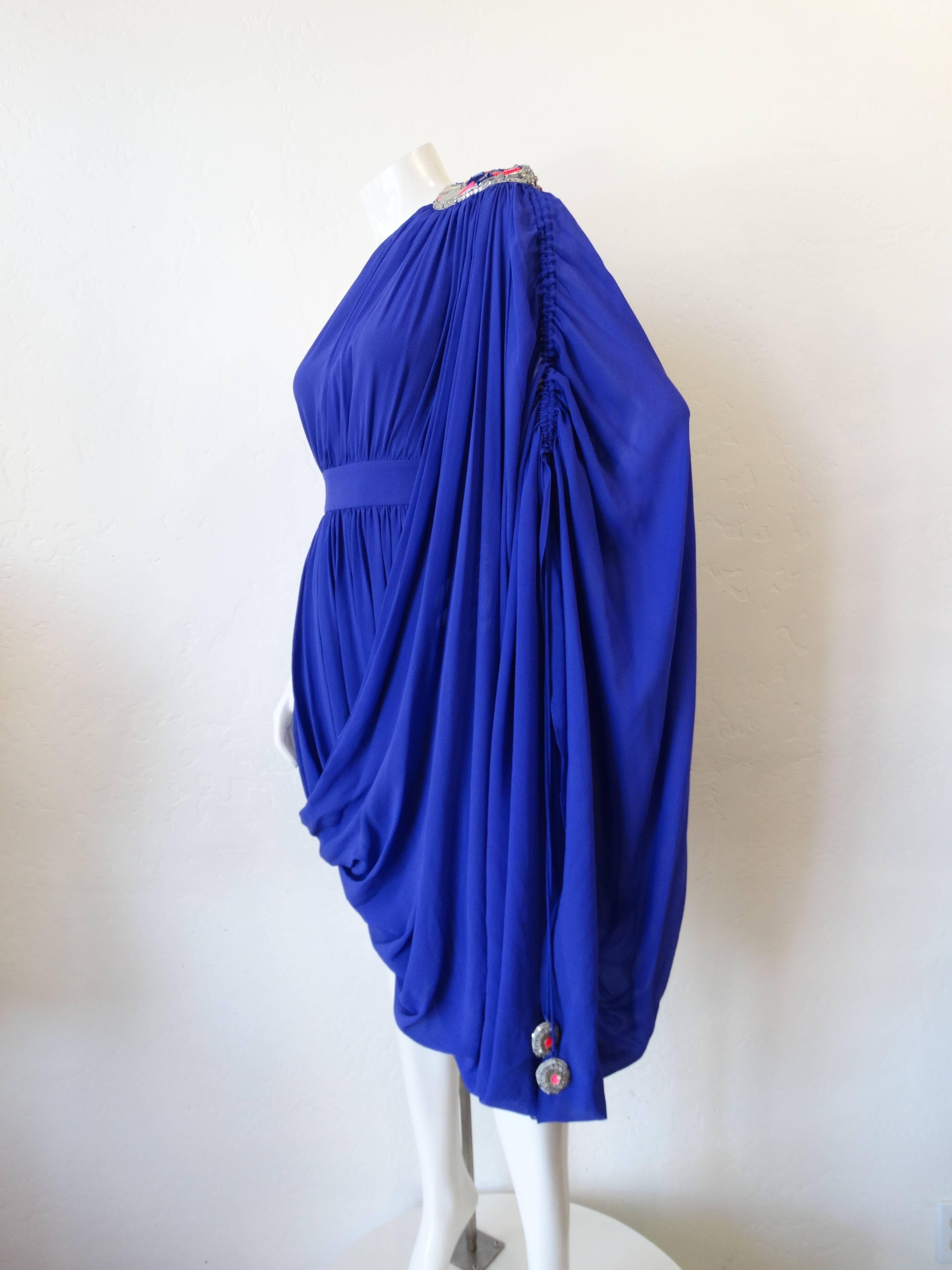 Temperley True Blue Grecian One Shoulder Dress 5