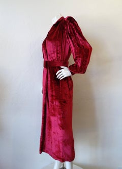 1980's William Travilla Crushed Velvet Dress