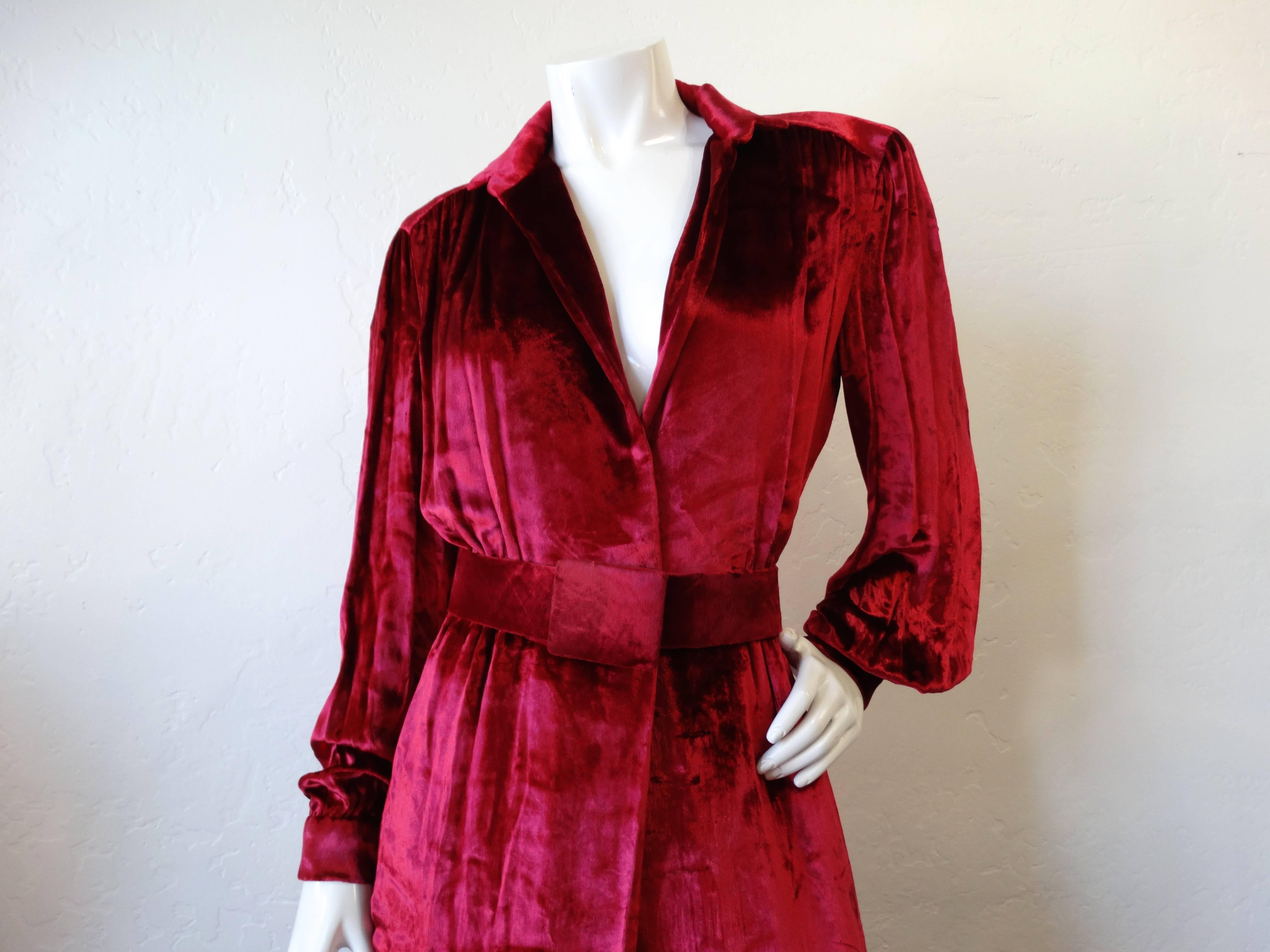 Women's 1980's William Travilla Crushed Velvet Dress  For Sale