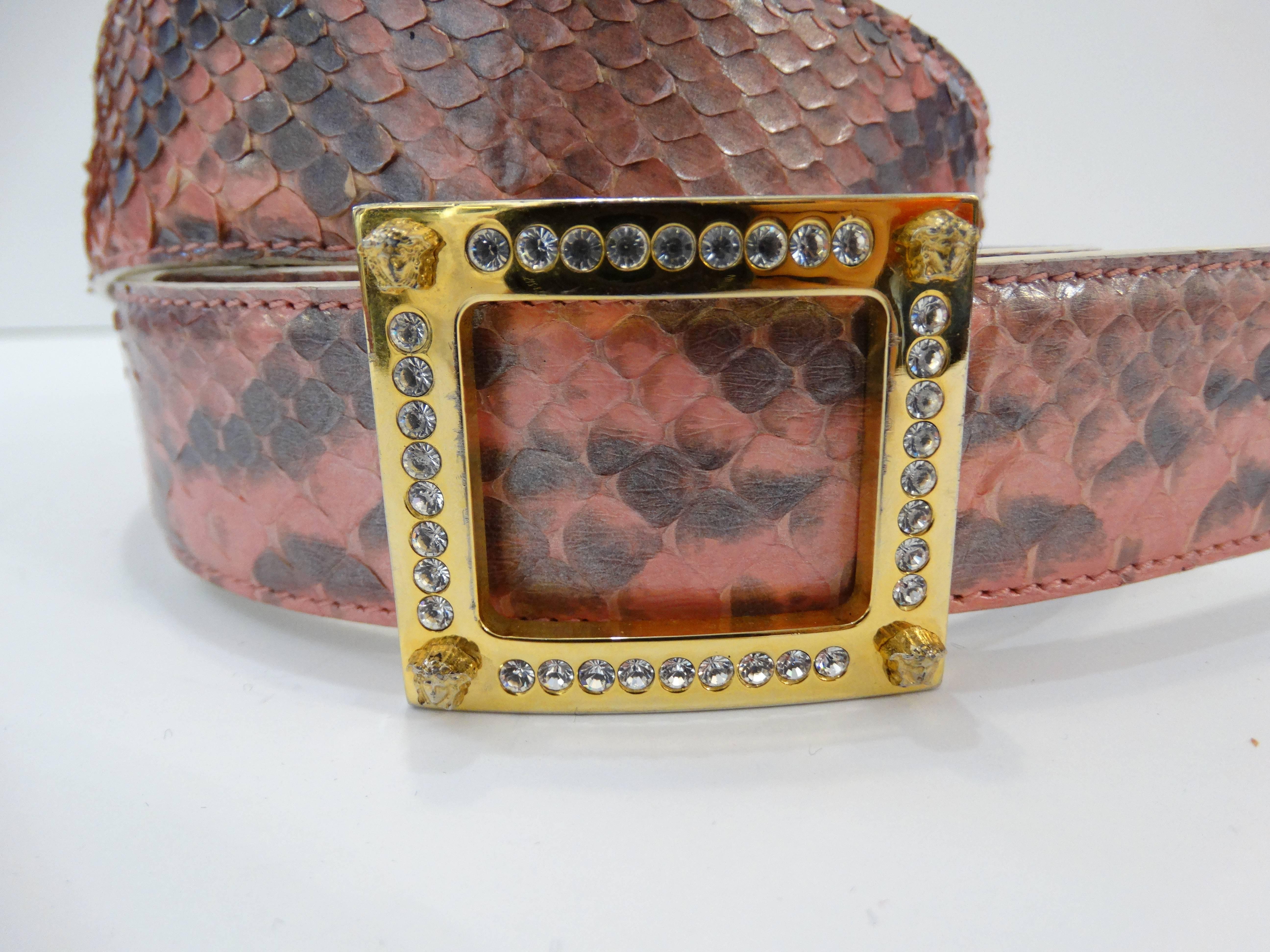 1990s Gianni Versace Pink Snakeskin Belt In Excellent Condition In Scottsdale, AZ