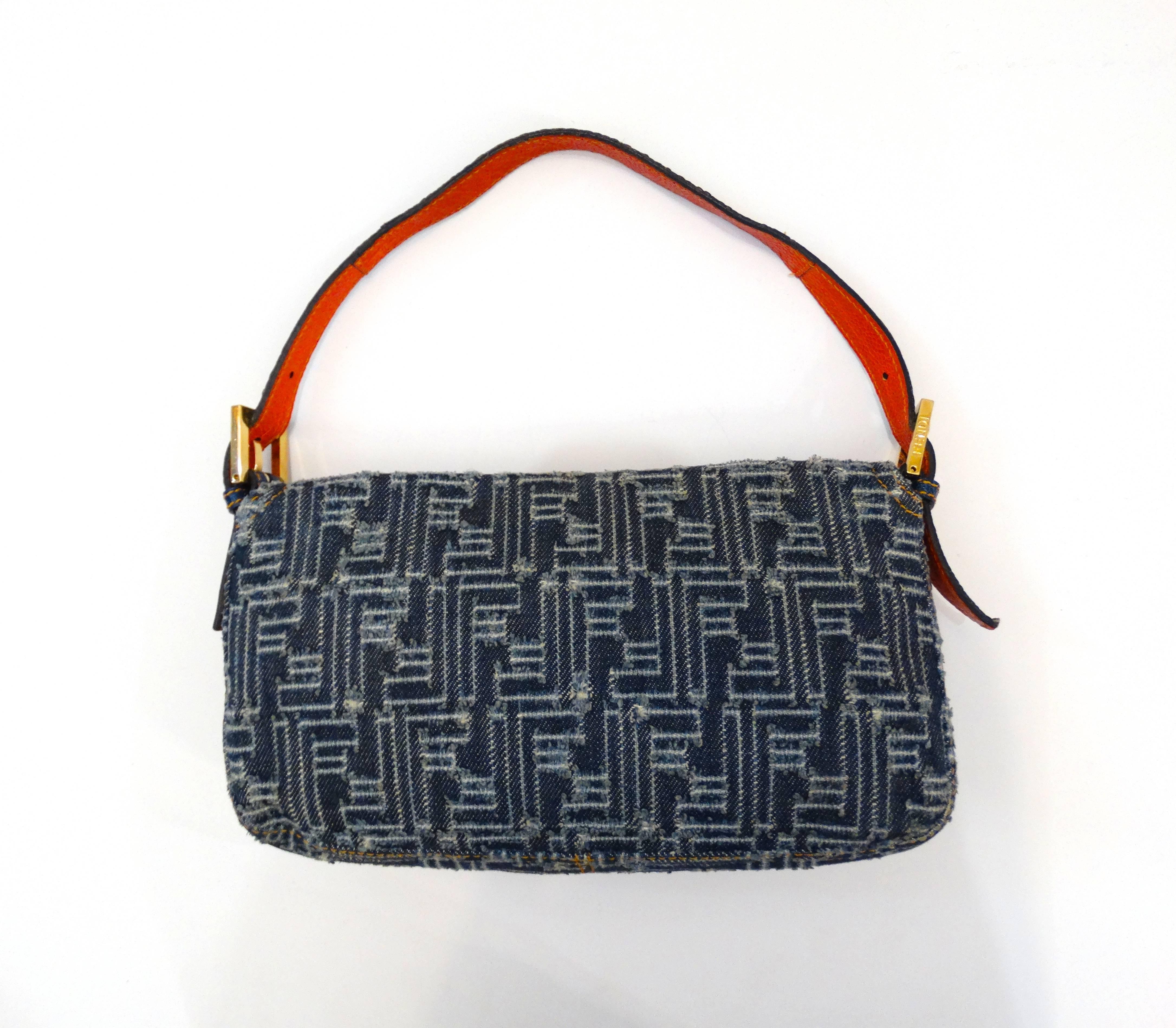 Classic 2000s Fendi Denim Baguette  In Excellent Condition In Scottsdale, AZ