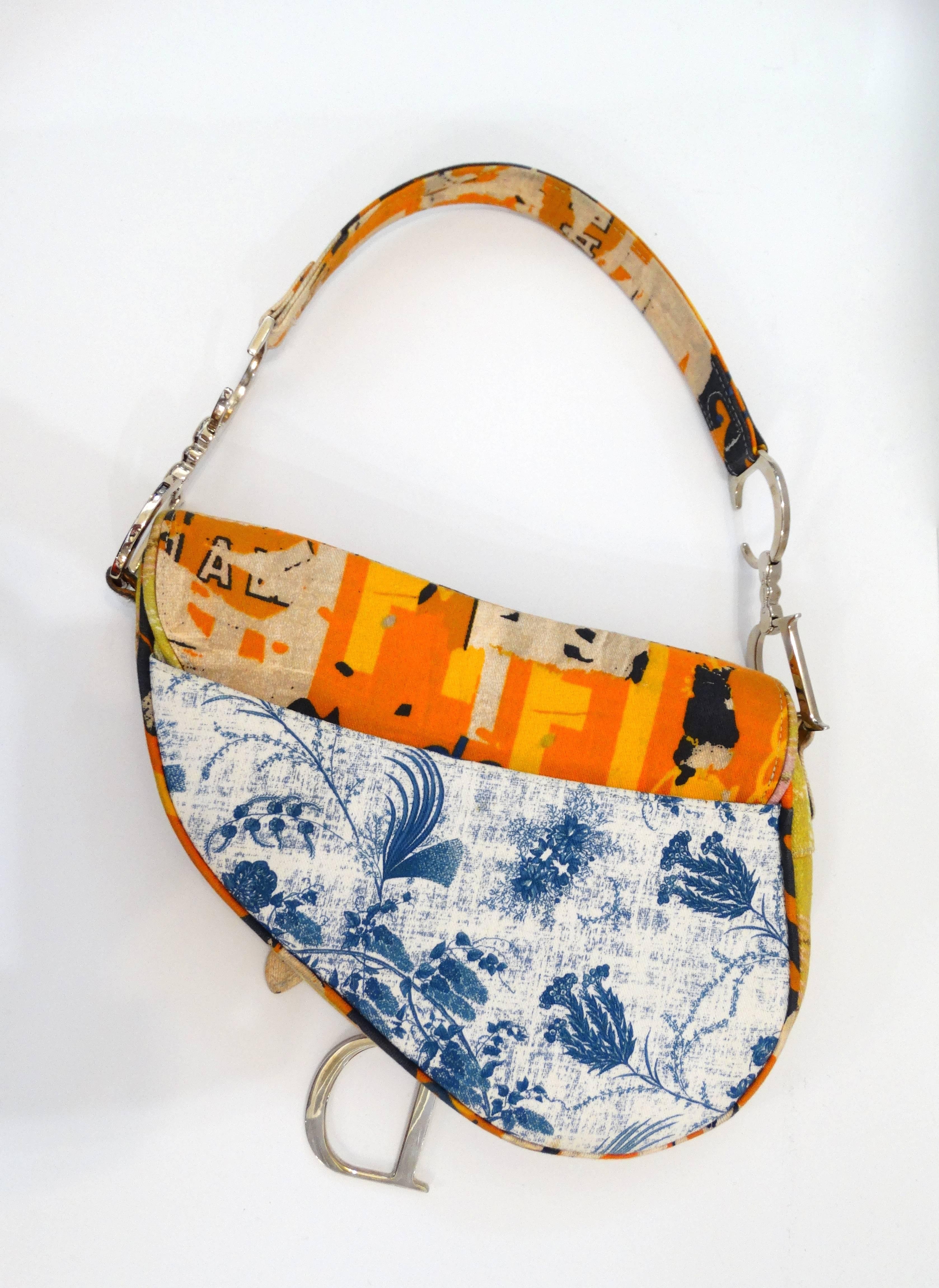 Iconic Christian Dior Canvas Saddle Bag In Excellent Condition In Scottsdale, AZ
