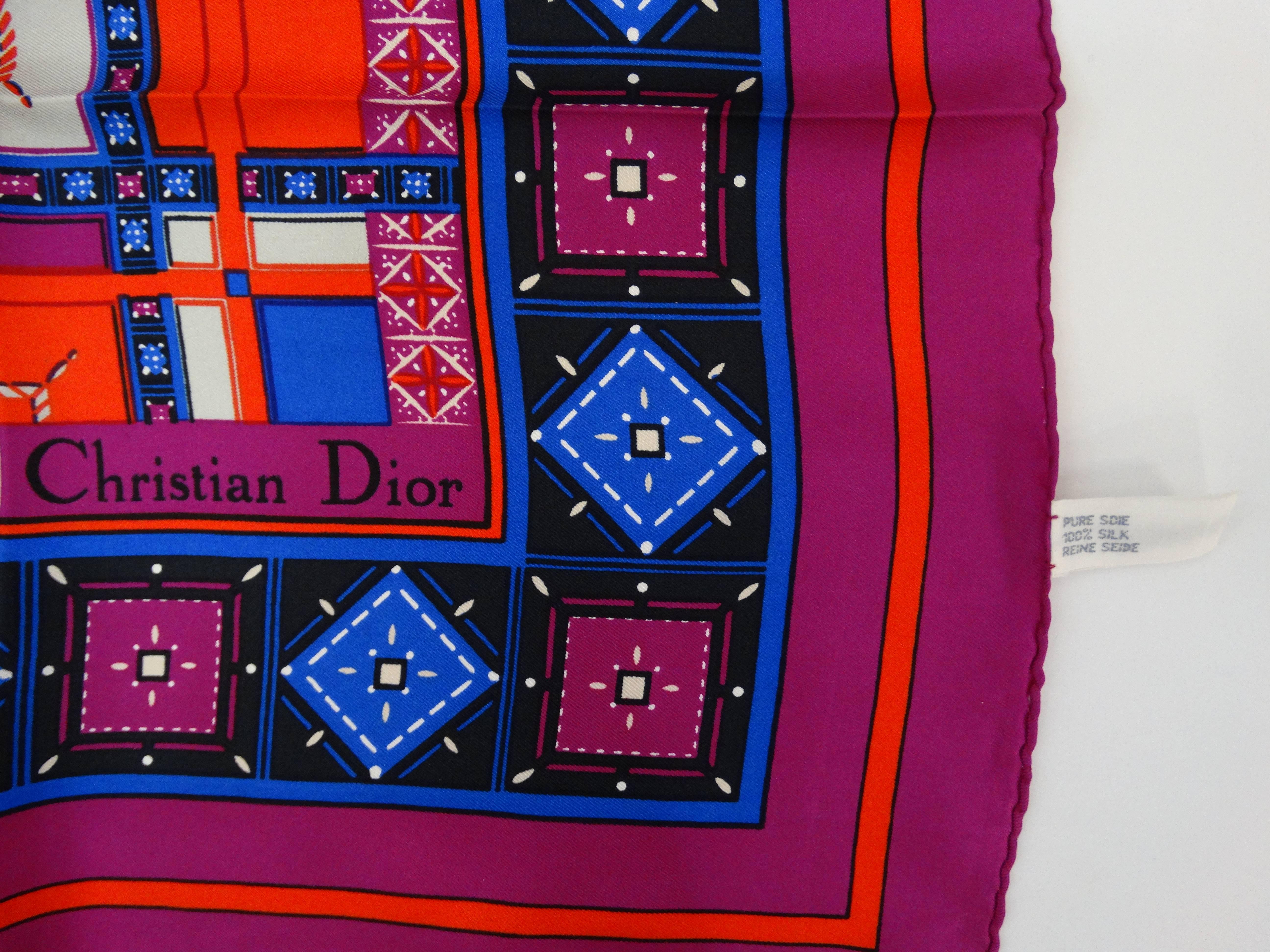 1980s Christian Dior Jewel Silk Scarf In Excellent Condition In Scottsdale, AZ