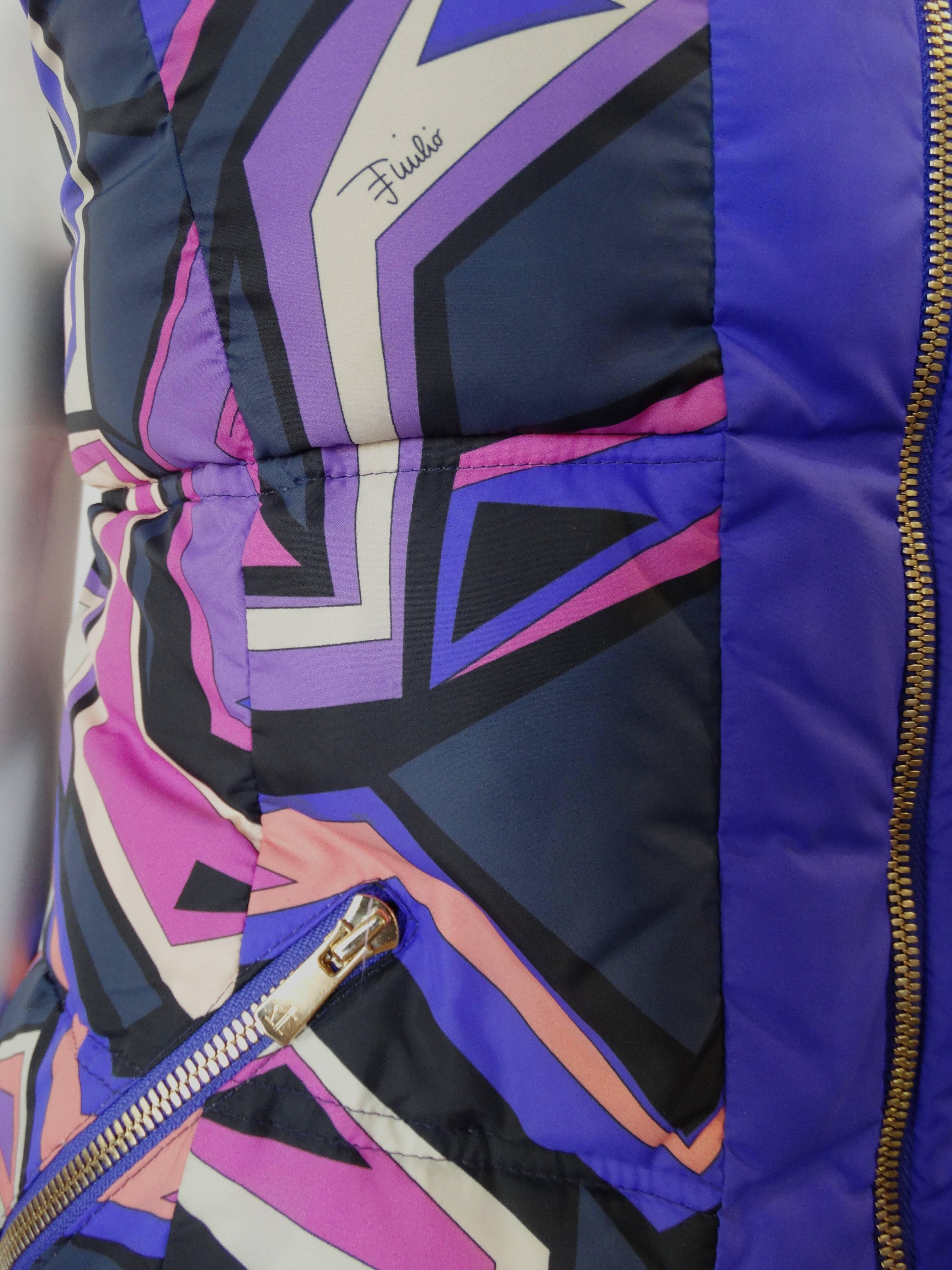 Purple Emilio Pucci Geometric Puffer Vest