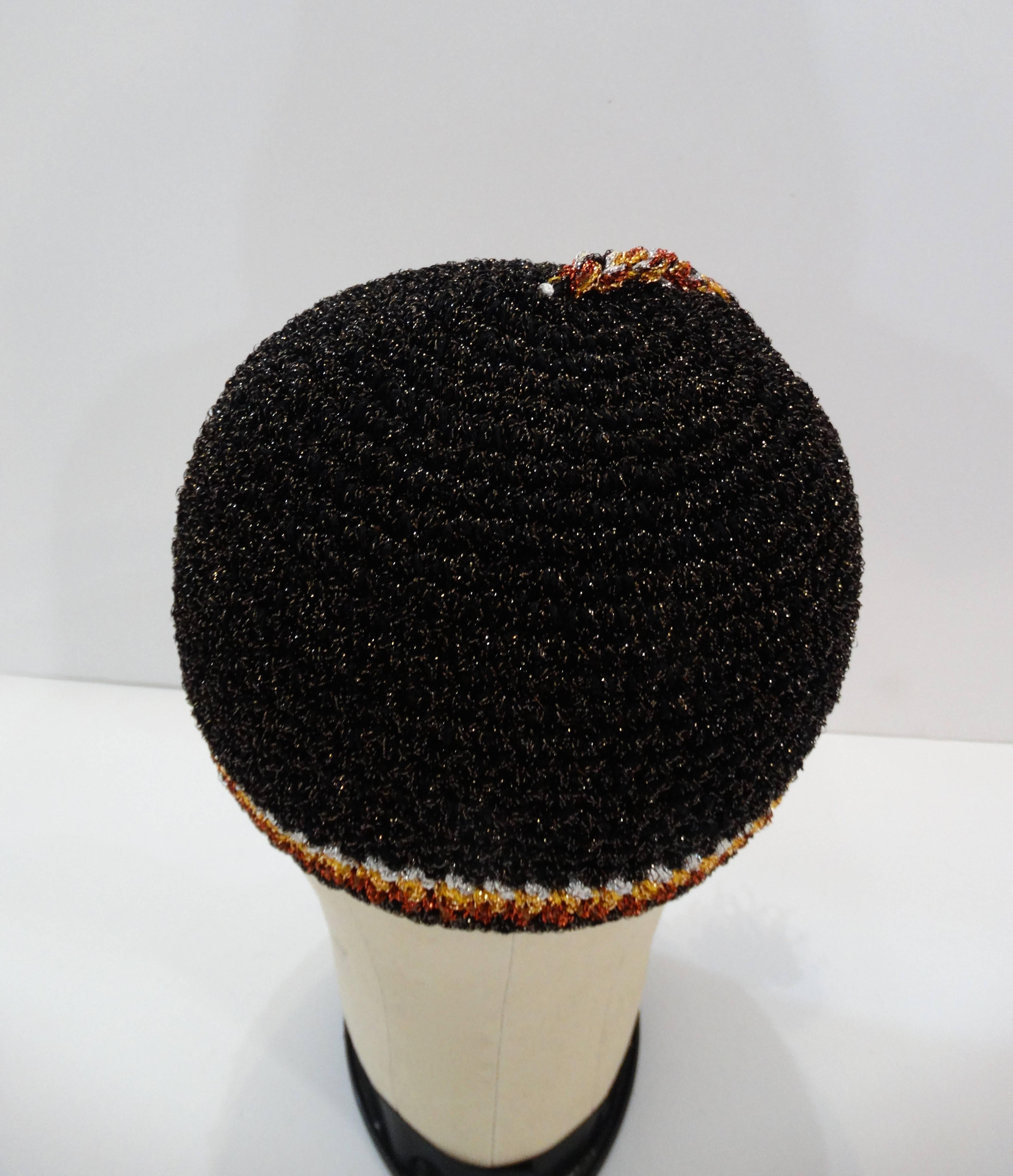 Women's 1970’s Saks Fifth Avenue Knit Tassel Skullcap 