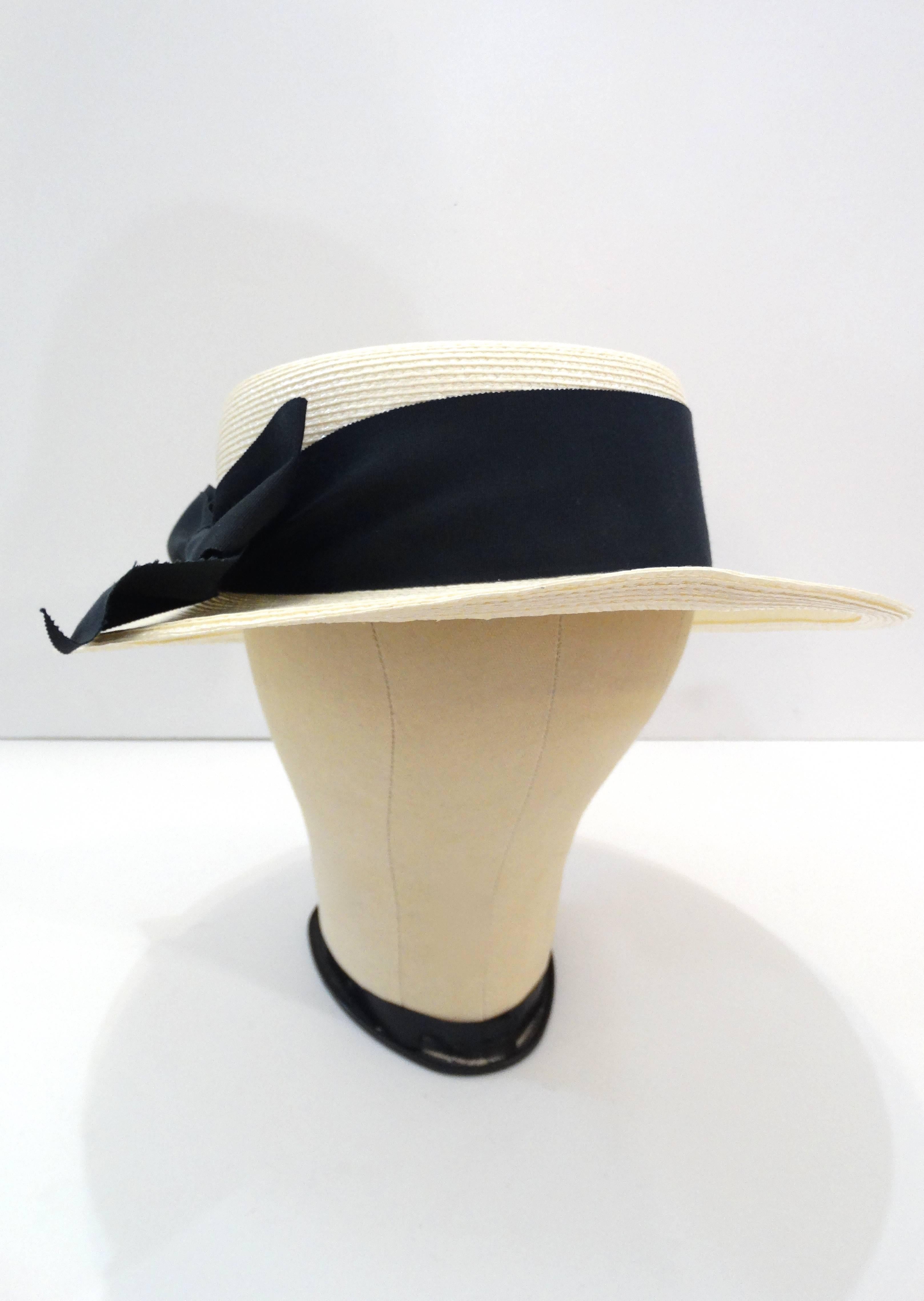 Beige Yves Saint Laurent Boater Hat